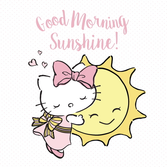 早安阳光可爱猫咪与太阳插画 壁纸