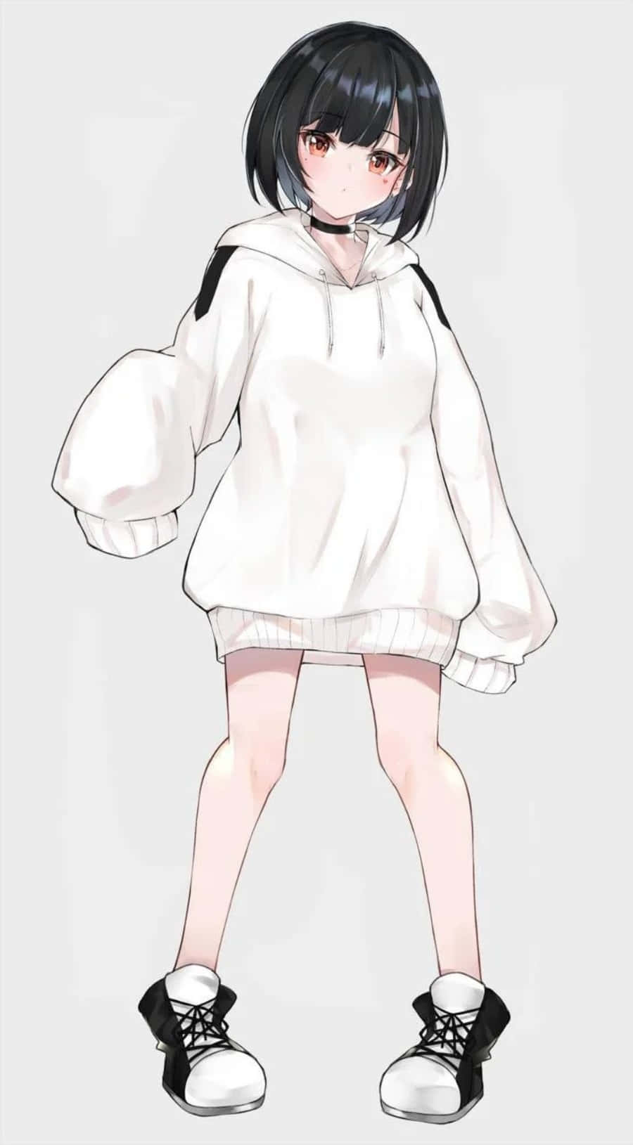 时尚前卫的动漫少女，身着潮流连帽衫！ 壁纸