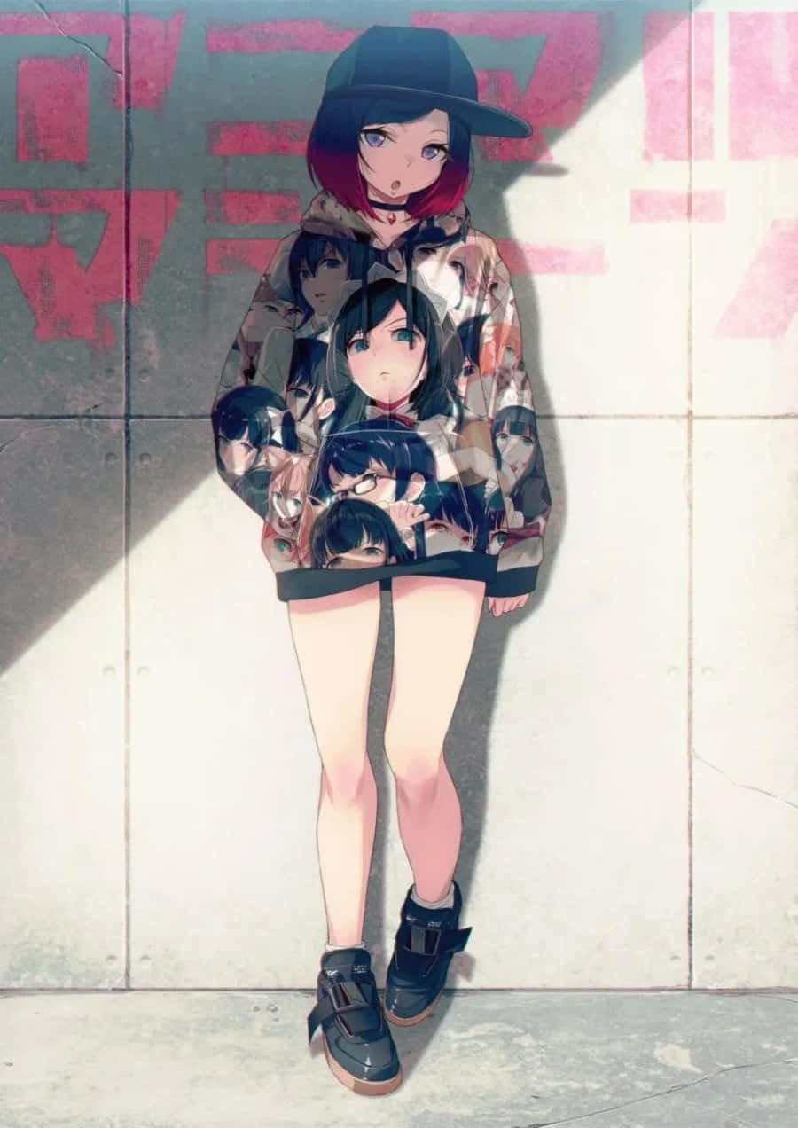 时尚卫衣中的惊艳动漫少女 壁纸