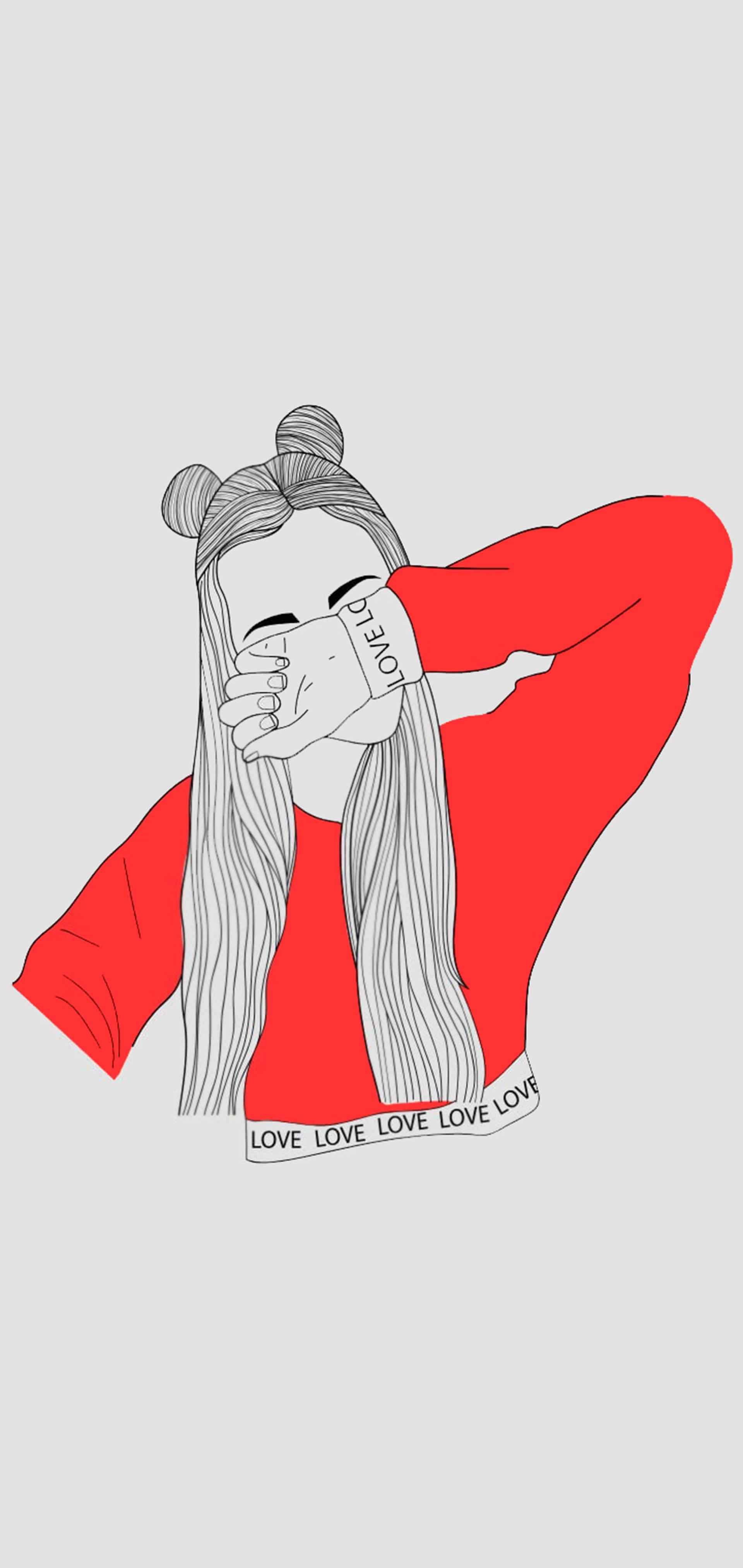 时尚女孩悲伤素描 壁纸