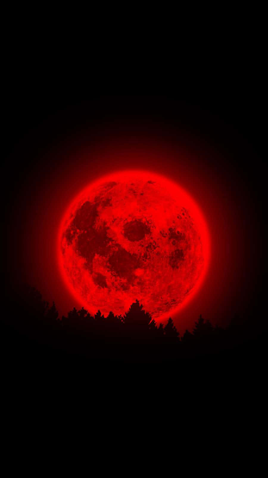 明亮霓虹红血月 壁纸
