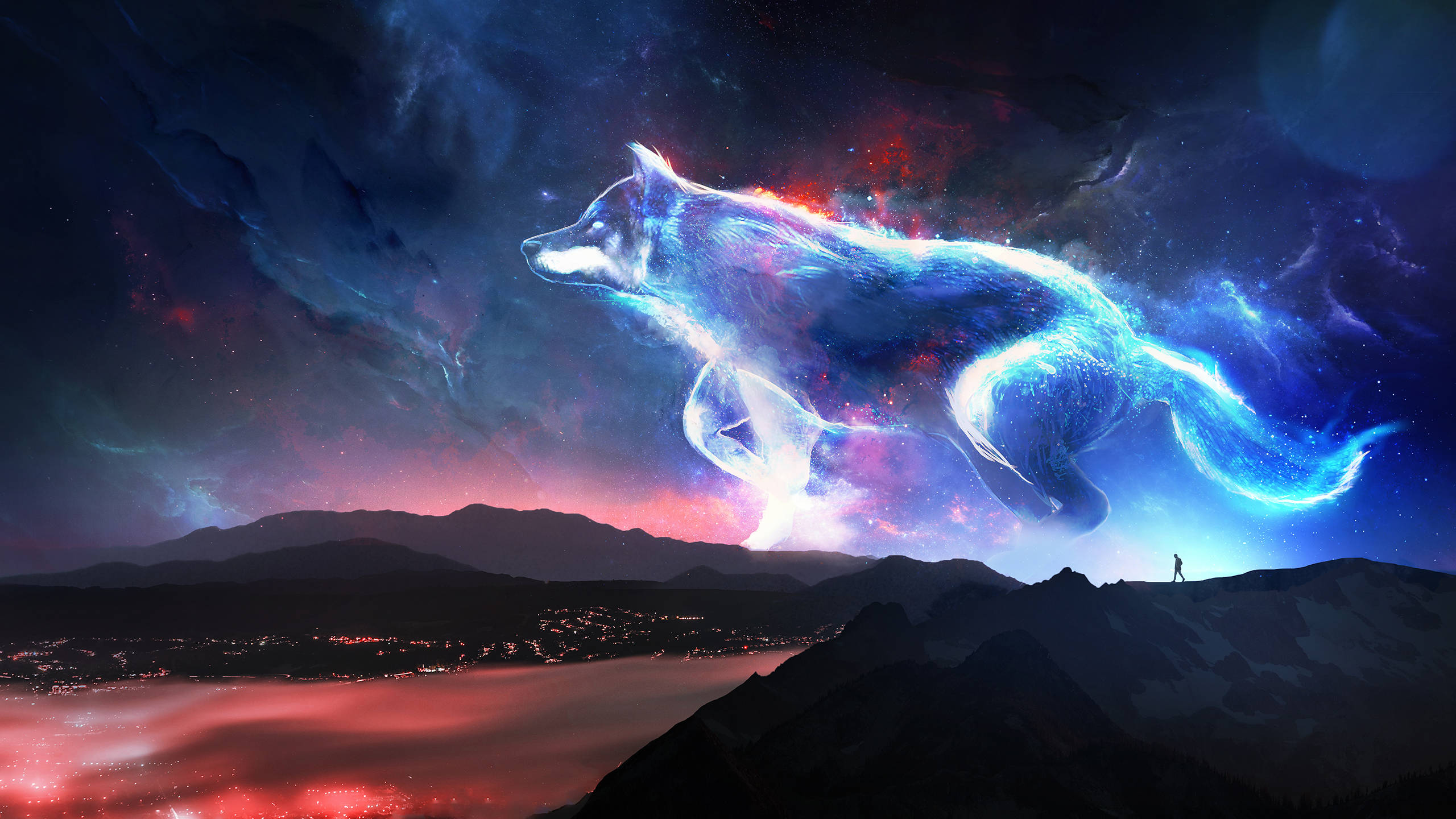 星云天际中的银河之狼 壁纸