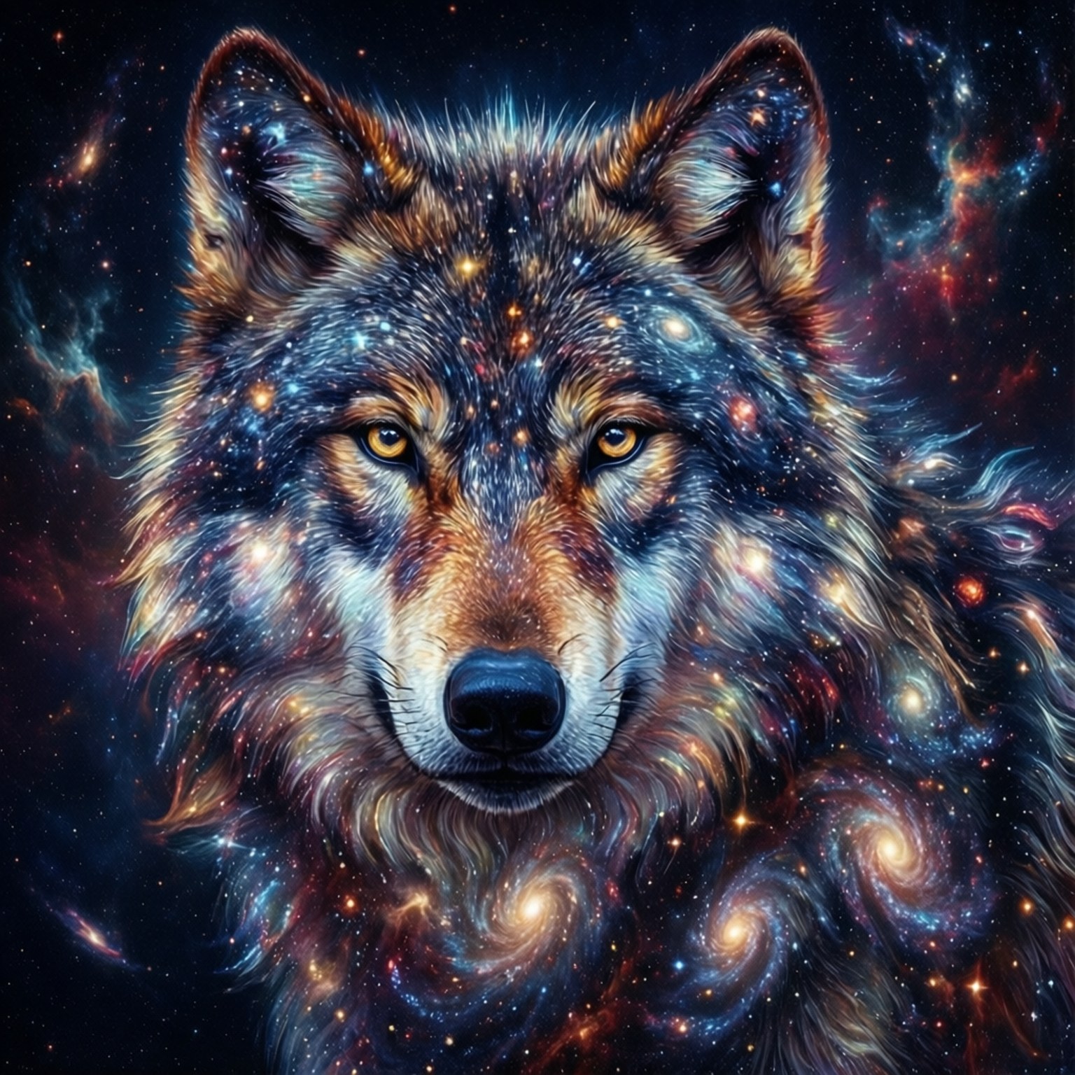 星云狼抽象画 壁纸