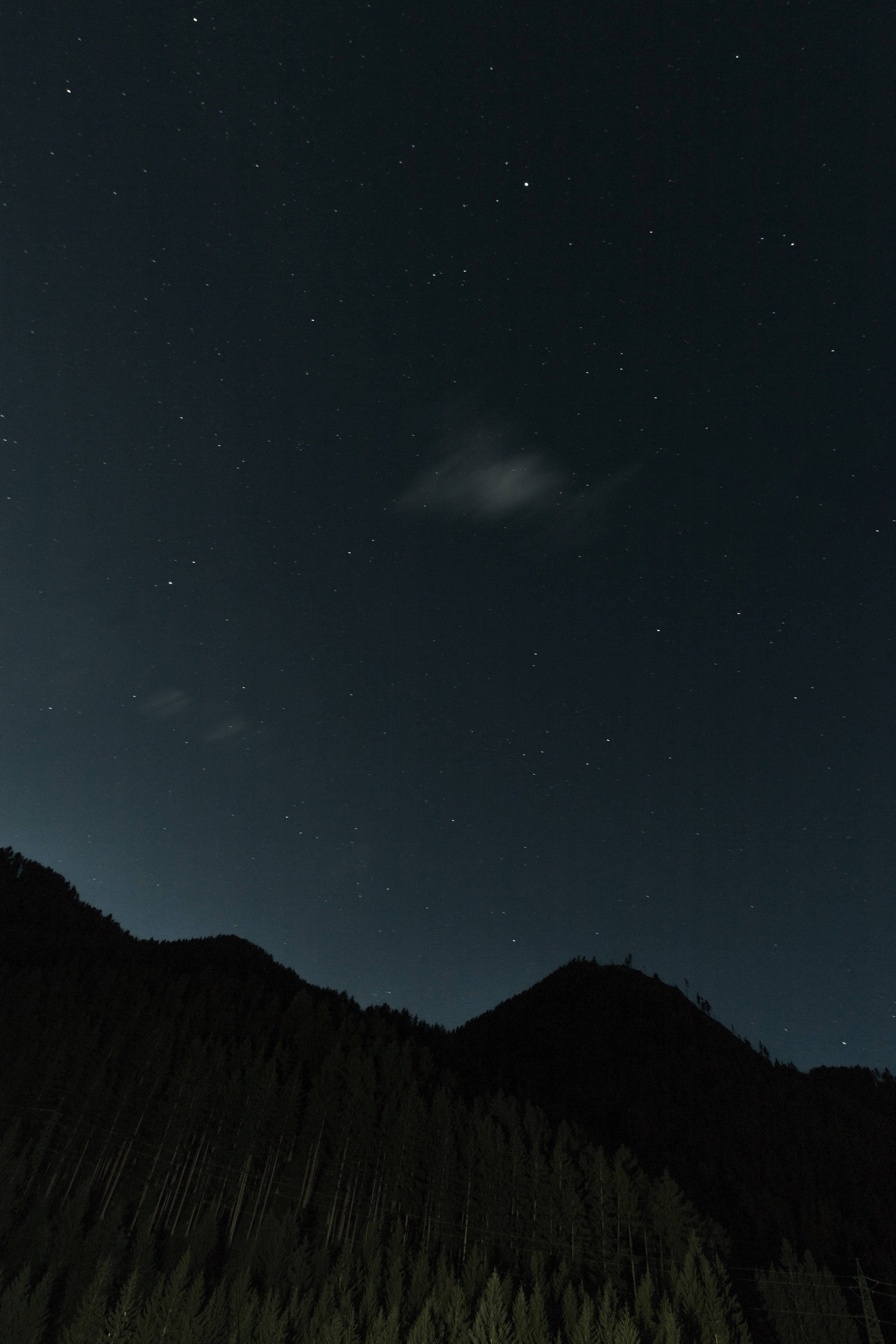 星光璀璨的夜空与壮丽的山影 壁纸