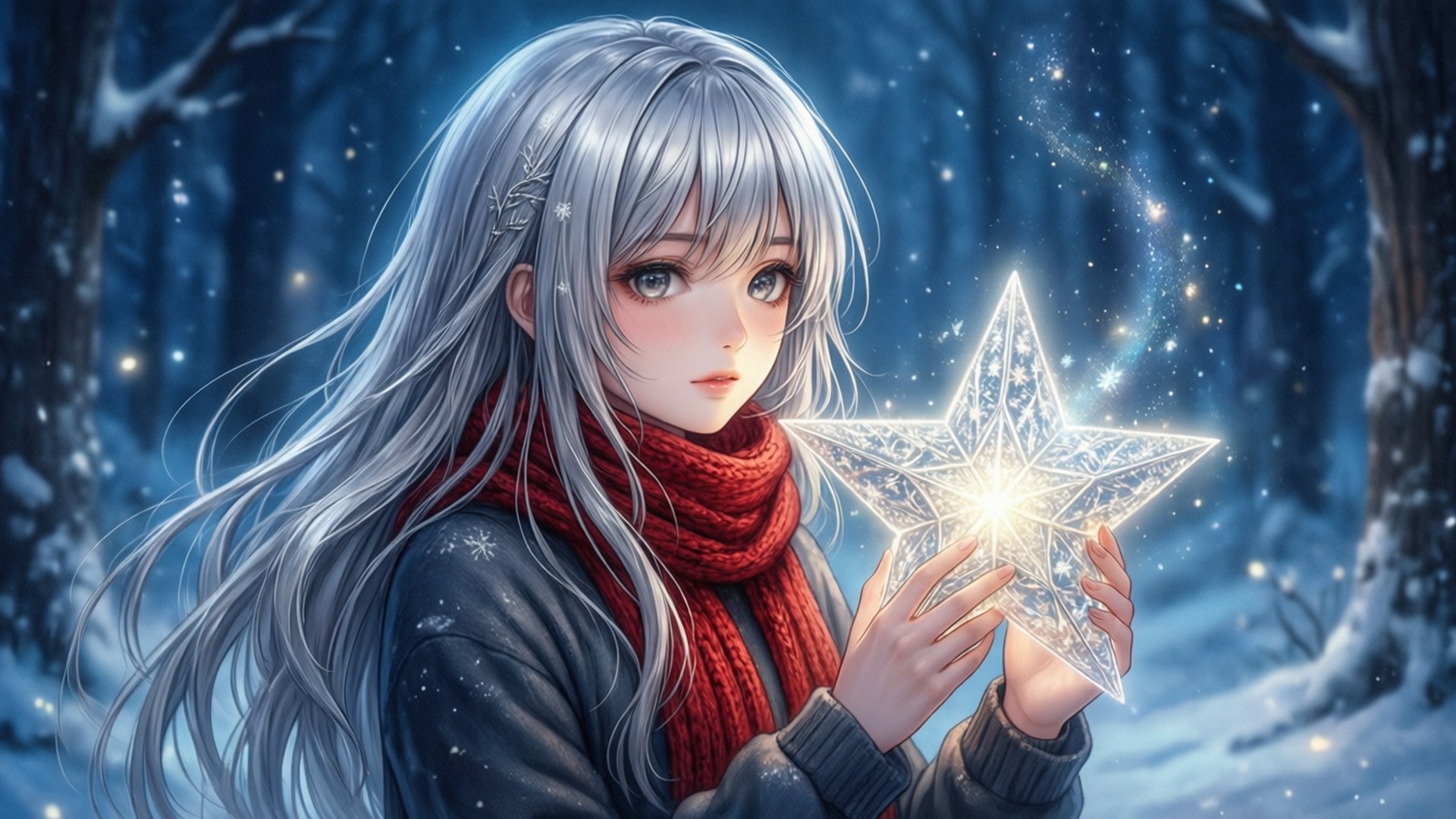 星光雪林 壁纸