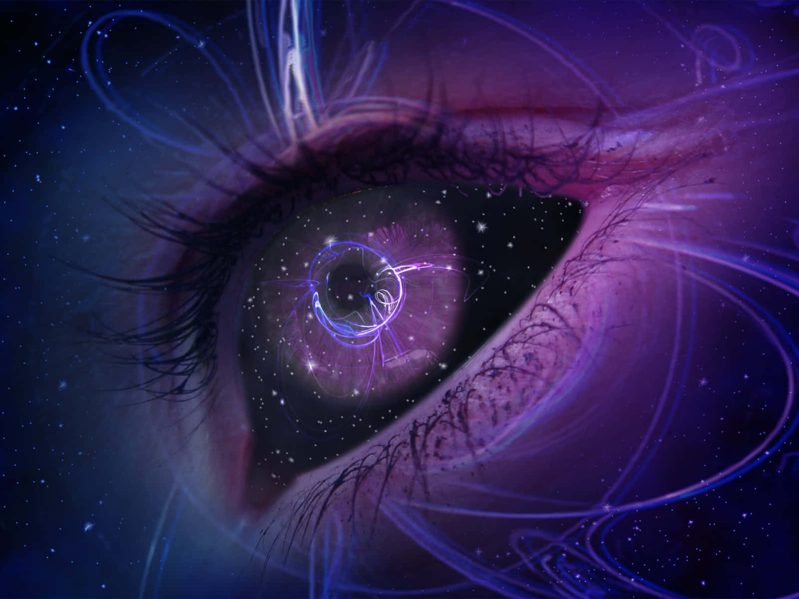 星夜霓虹紫眼眸图片 壁纸