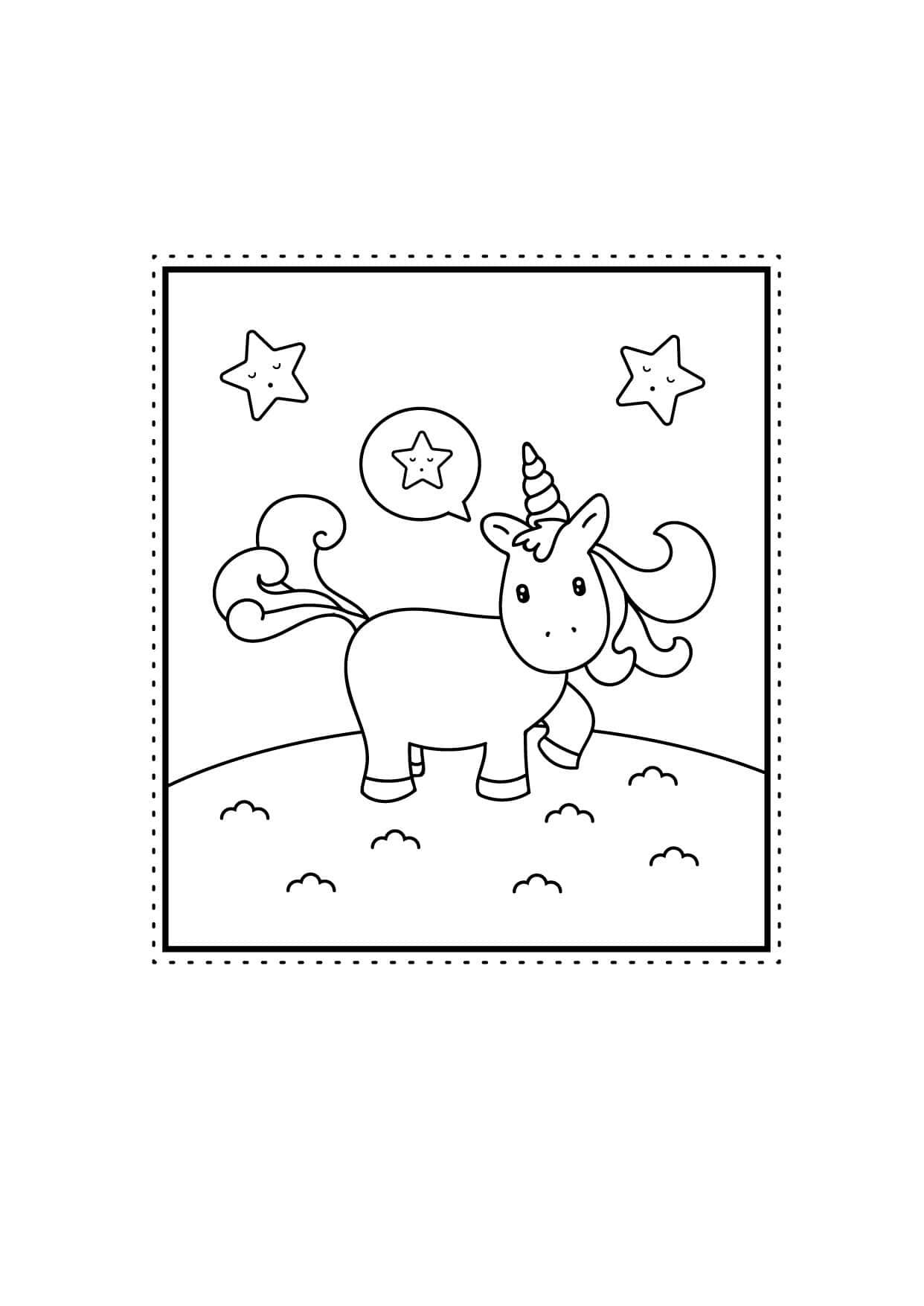 星星独角兽涂色页图片 壁纸