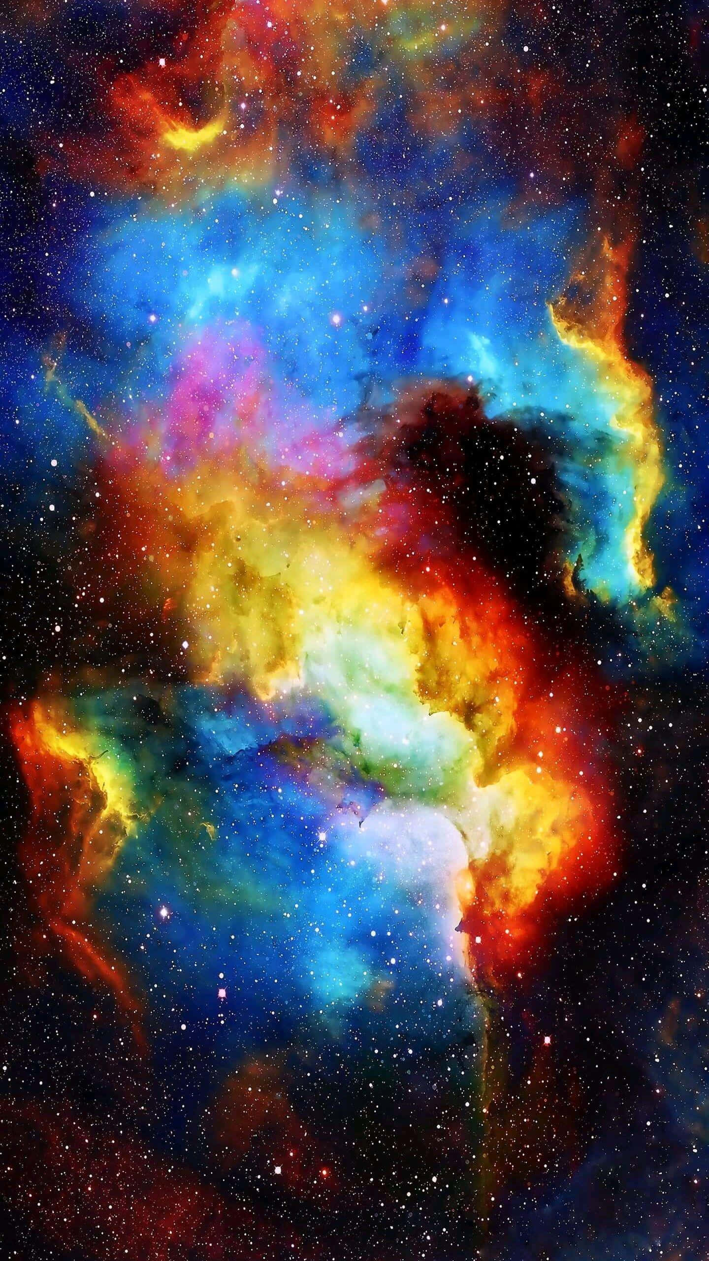 星系太空中鲜艳的星云背景 壁纸