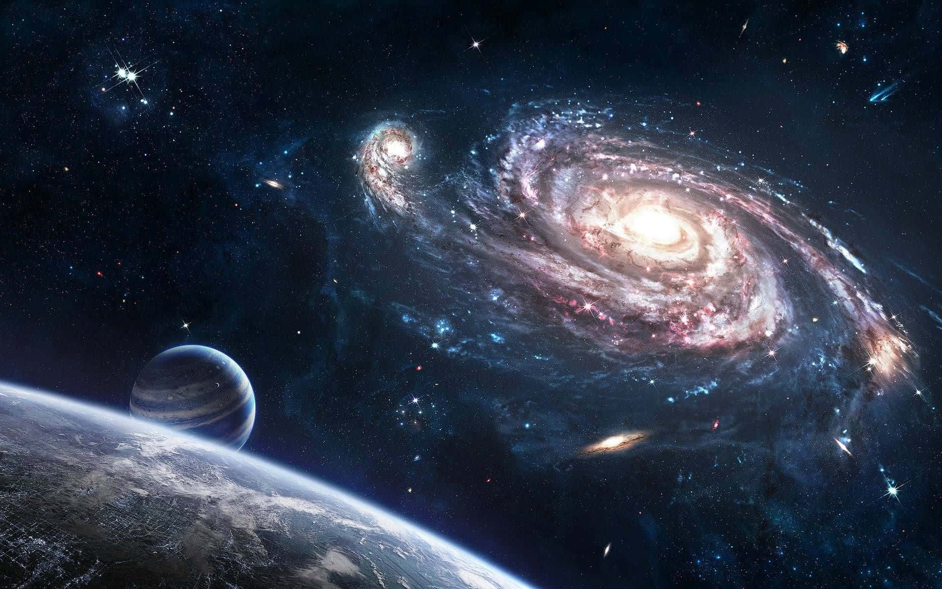 星系太空背景与行星 壁纸