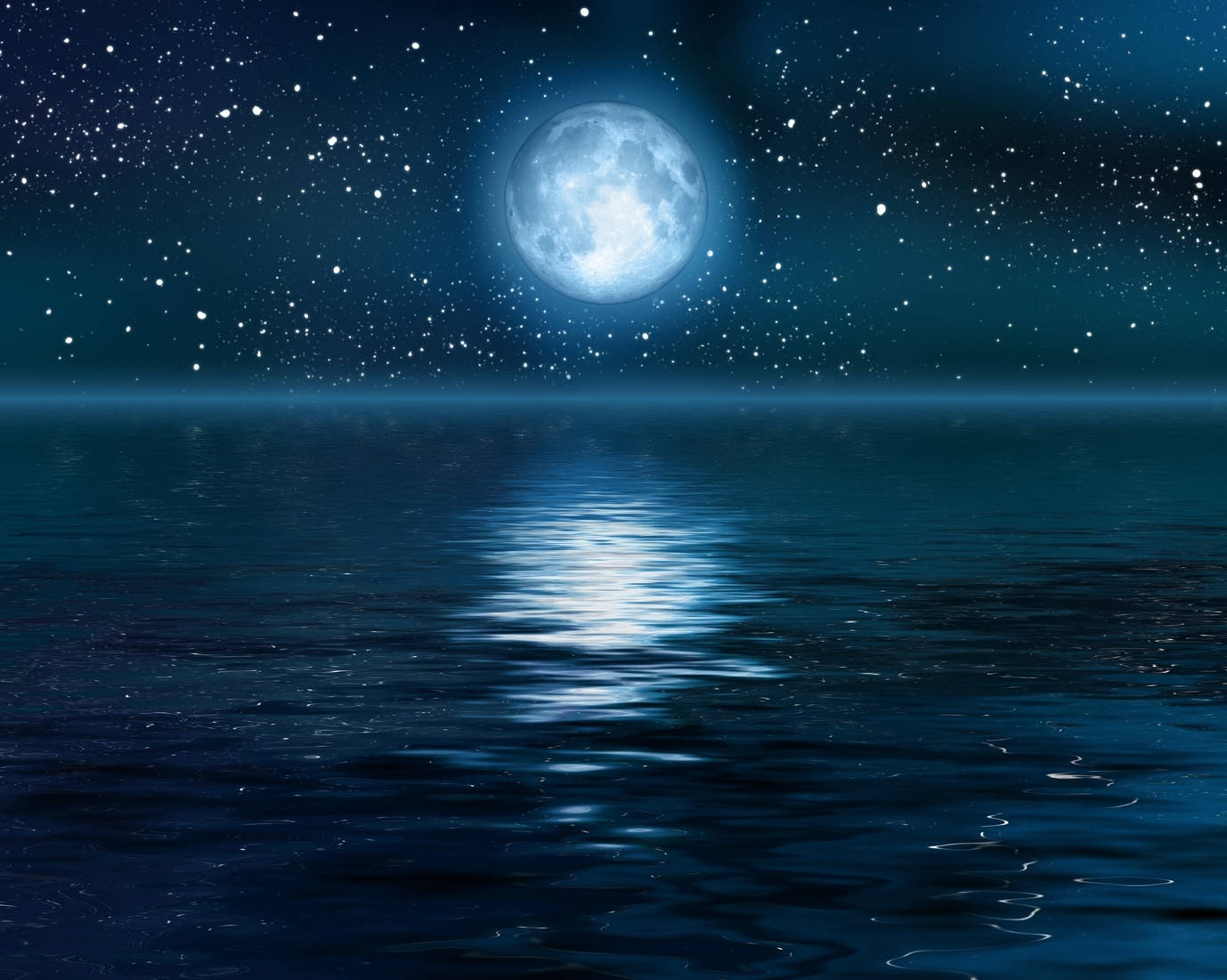星系月下的静谧海洋 壁纸