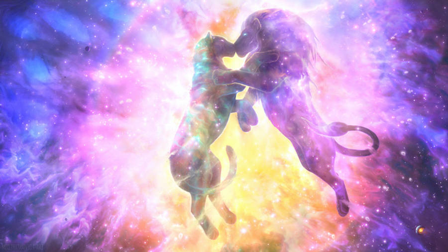星系雄狮与雌狮艺术 壁纸