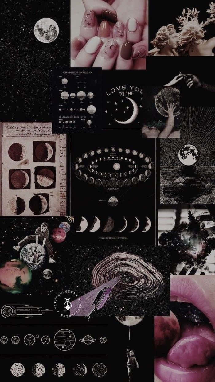 星系黑色拼贴 壁纸