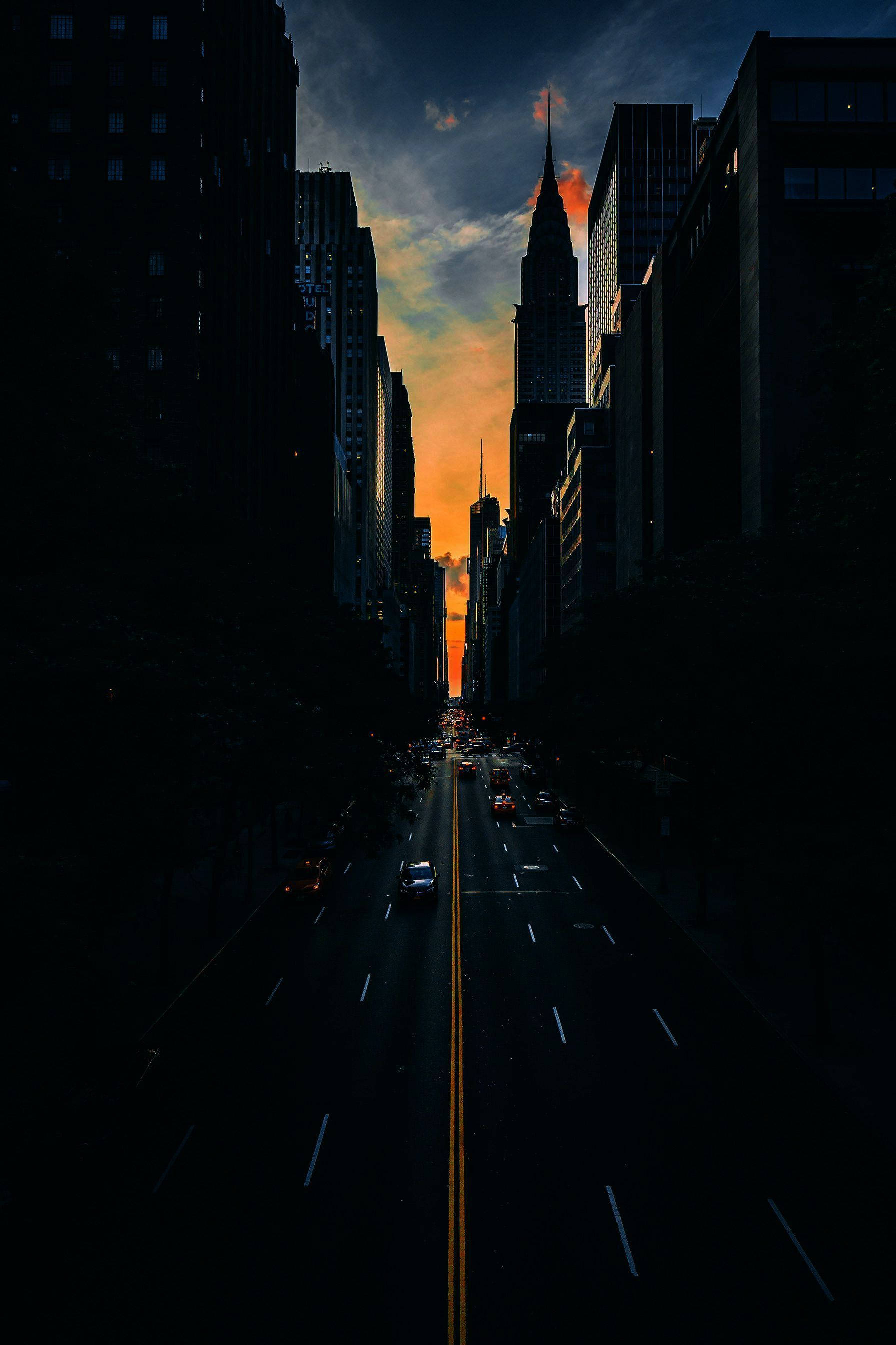 暗夜城市道路摄影 壁纸