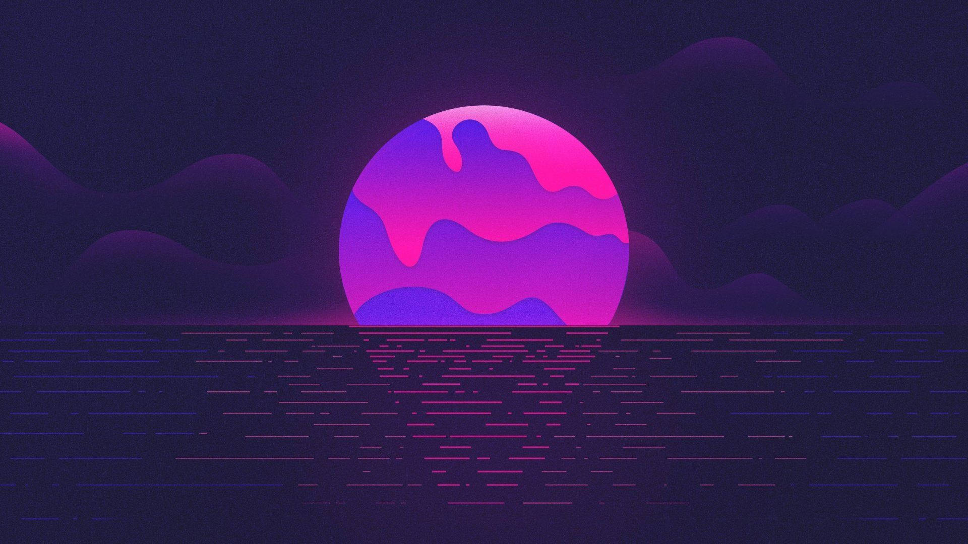 暗紫美学月亮艺术 壁纸
