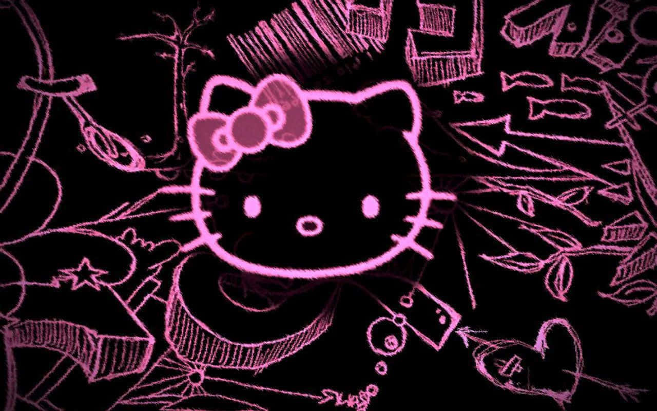 暗黑风格Hello Kitty霓虹粉 壁纸