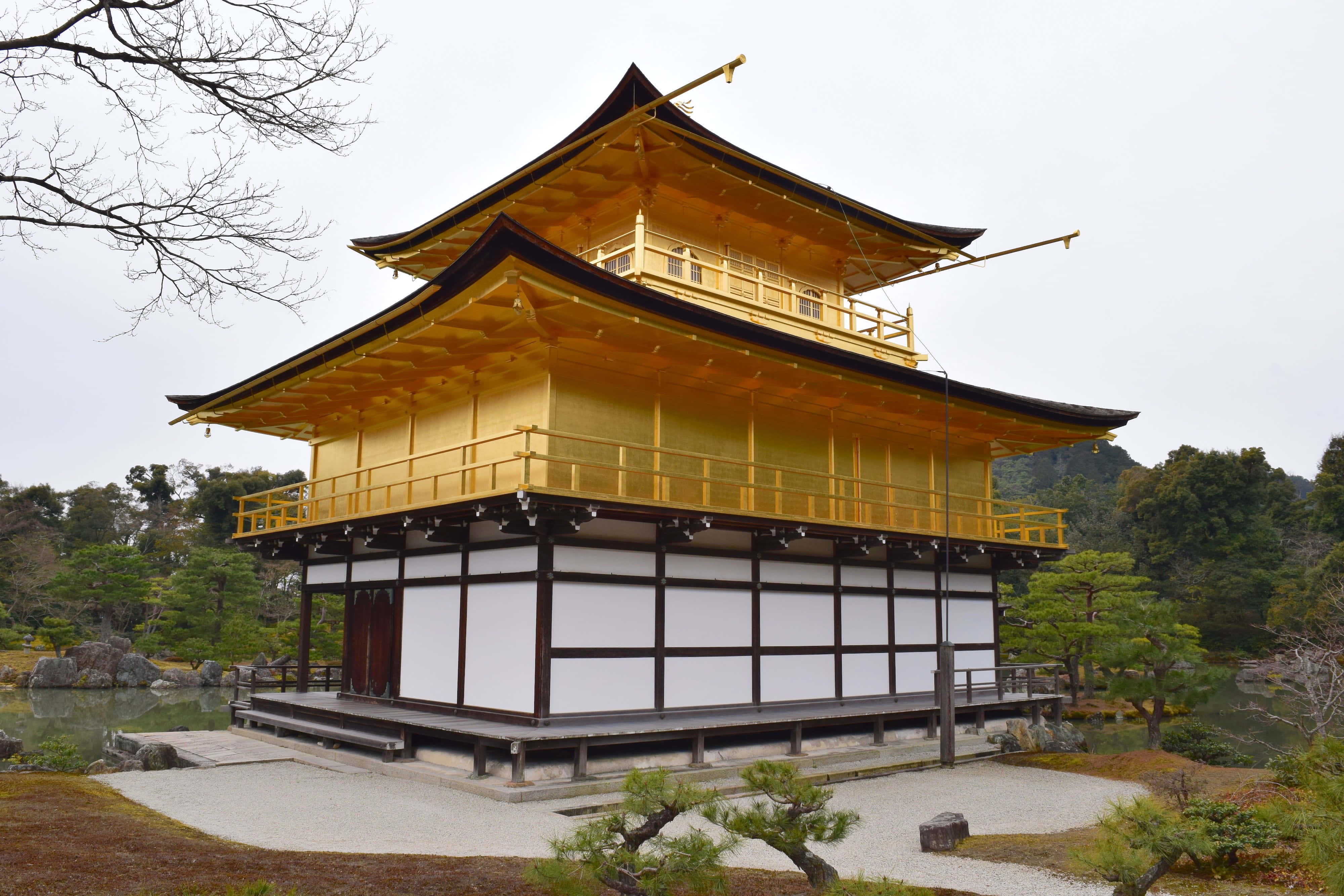 暮色中的日本金阁寺 壁纸