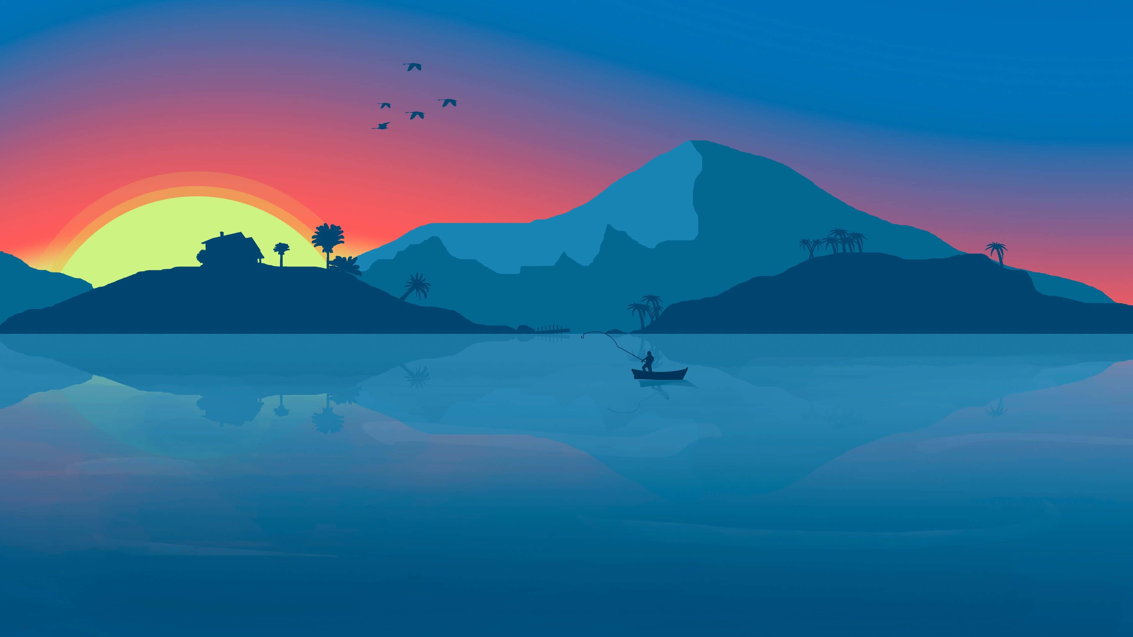 最佳极简湖泊风景背景 壁纸