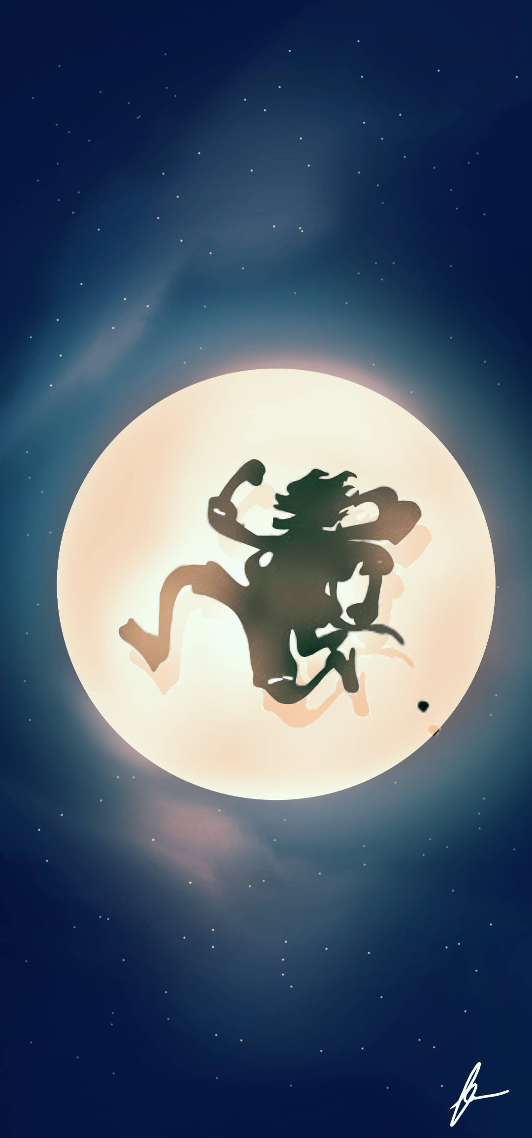 月亮中的人影轮廓 壁纸