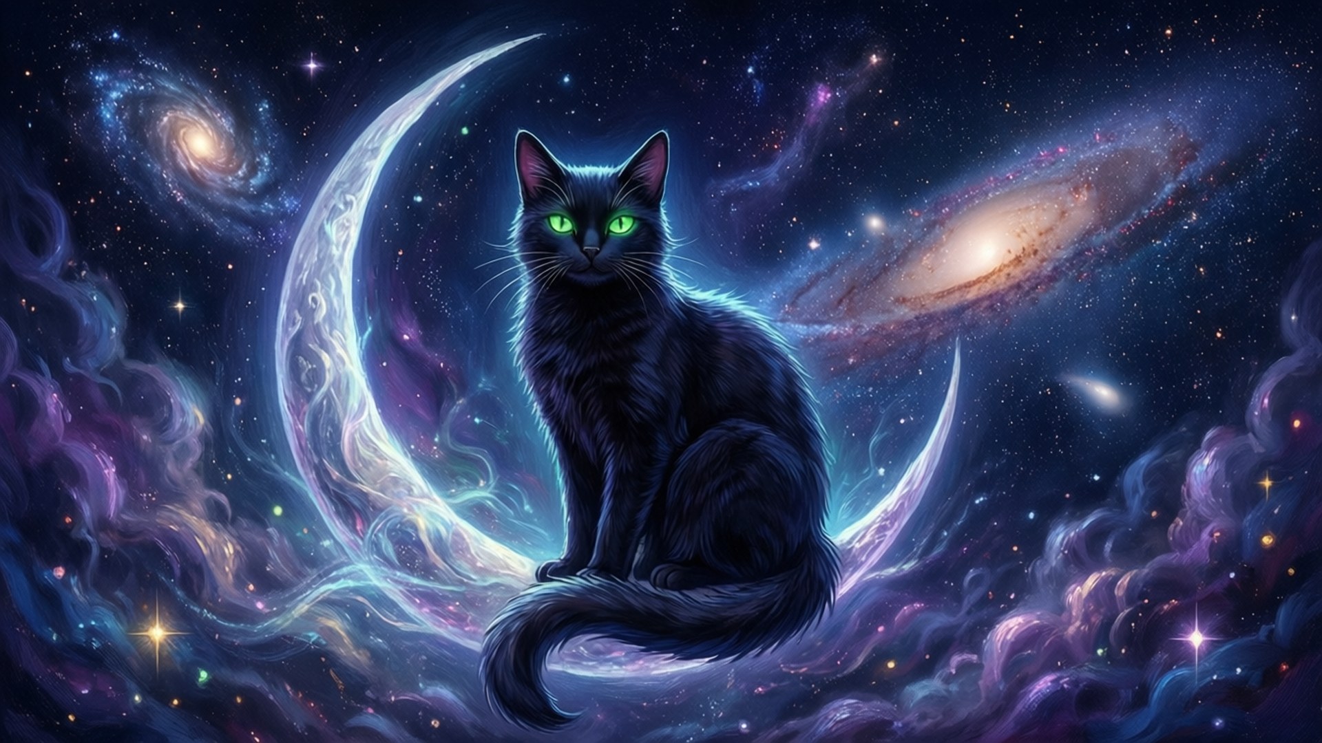 月夜星辰猫 壁纸