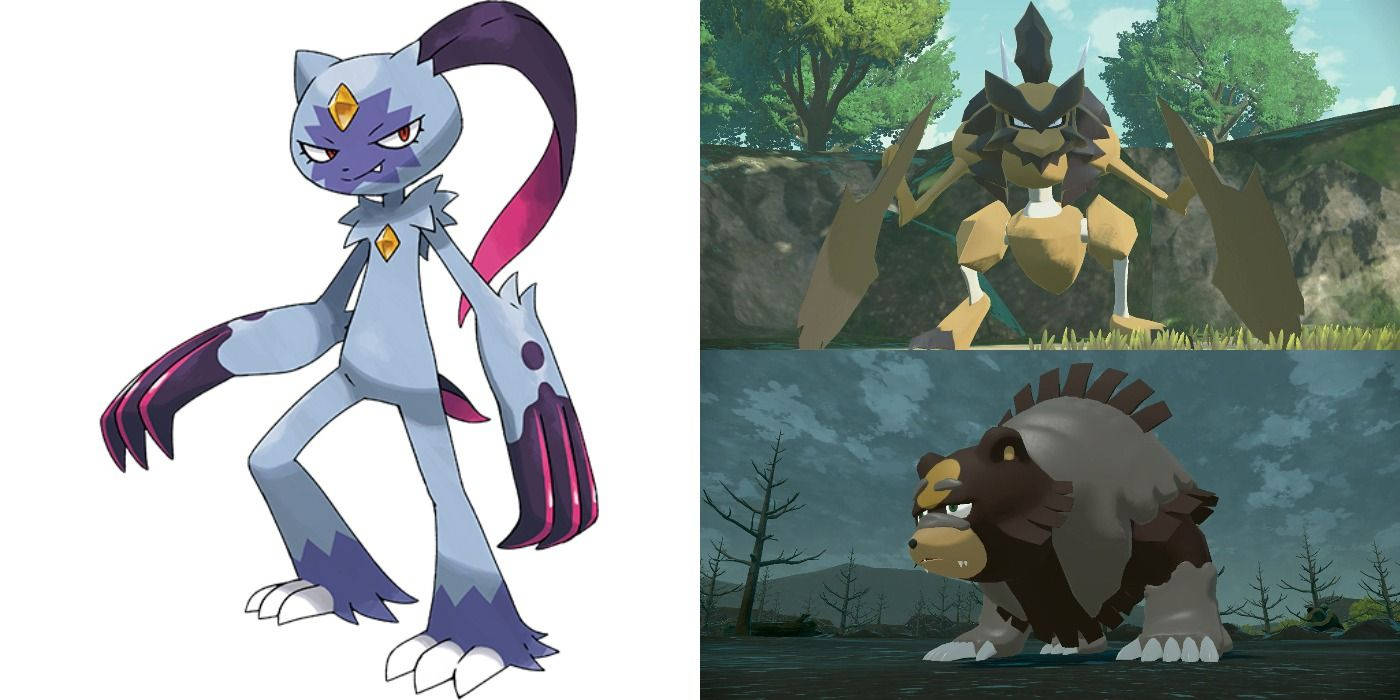月月熊、大狃拉与劈斧螳螂 Pokémon 壁纸
