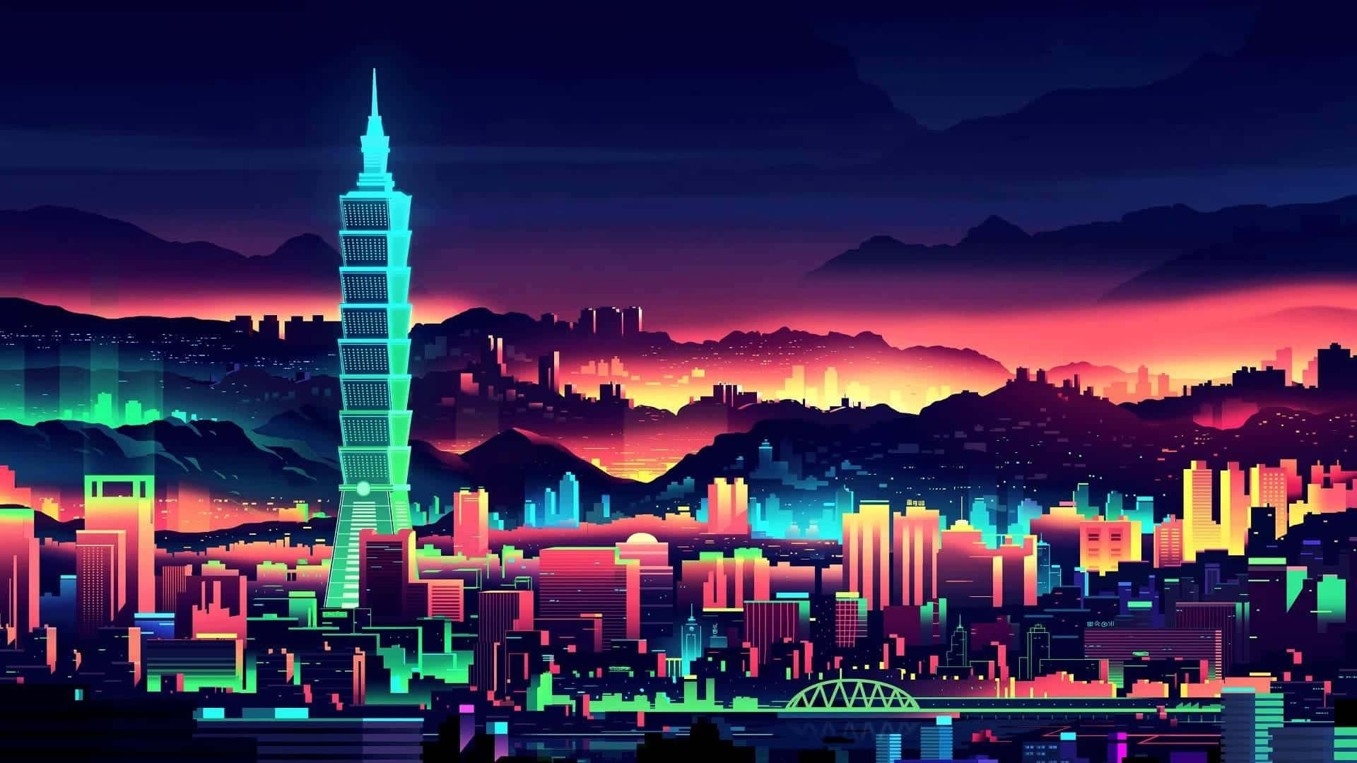 未来都市夜景霓虹光景 壁纸