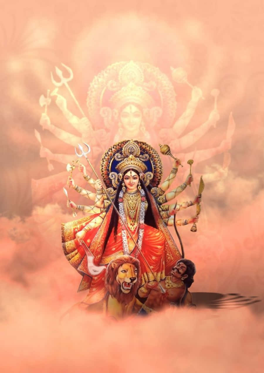 杜尔迦女神多云天空图片 壁纸