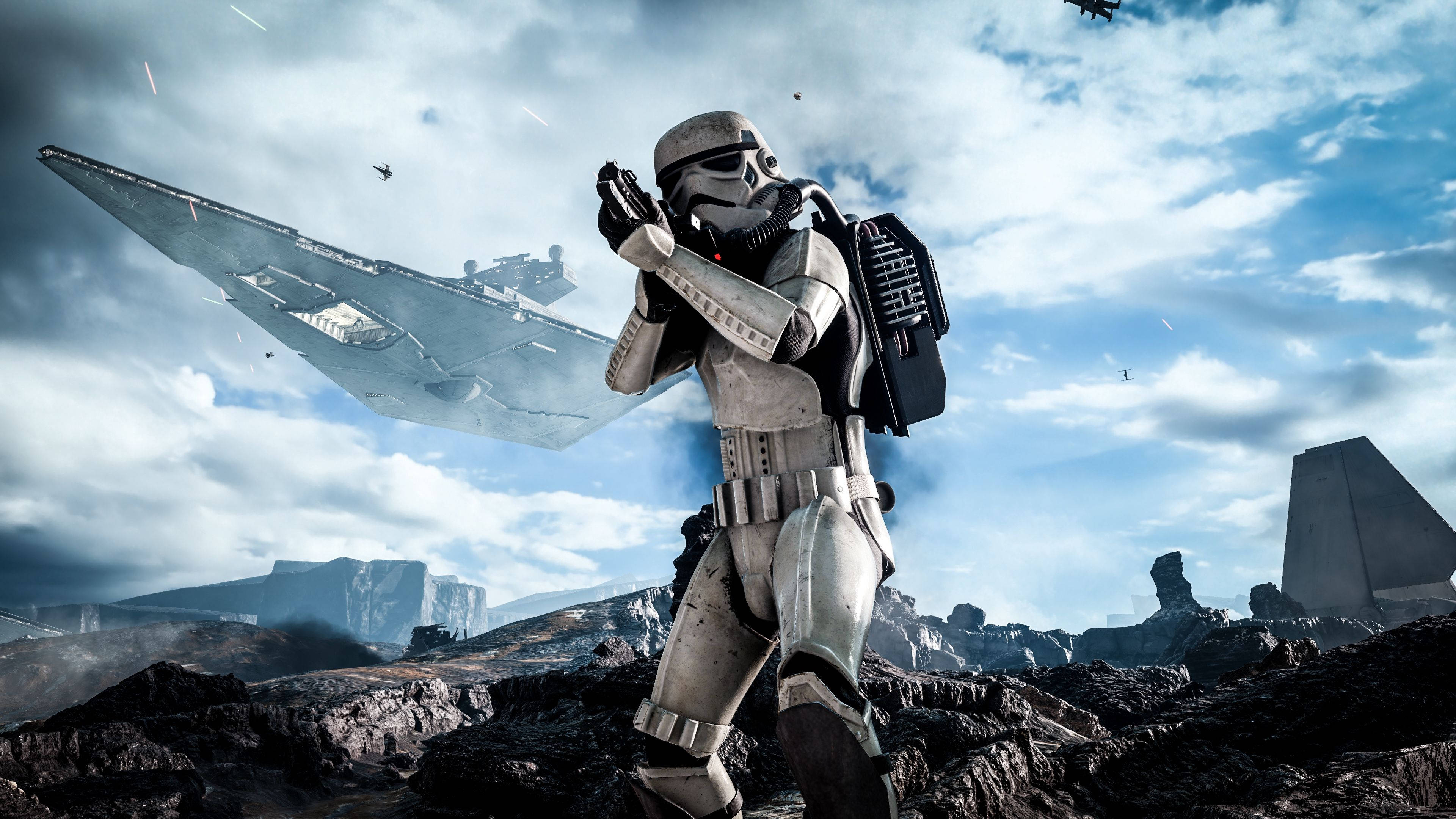 来自《星球大战》宇宙的冲锋队员射击 壁纸