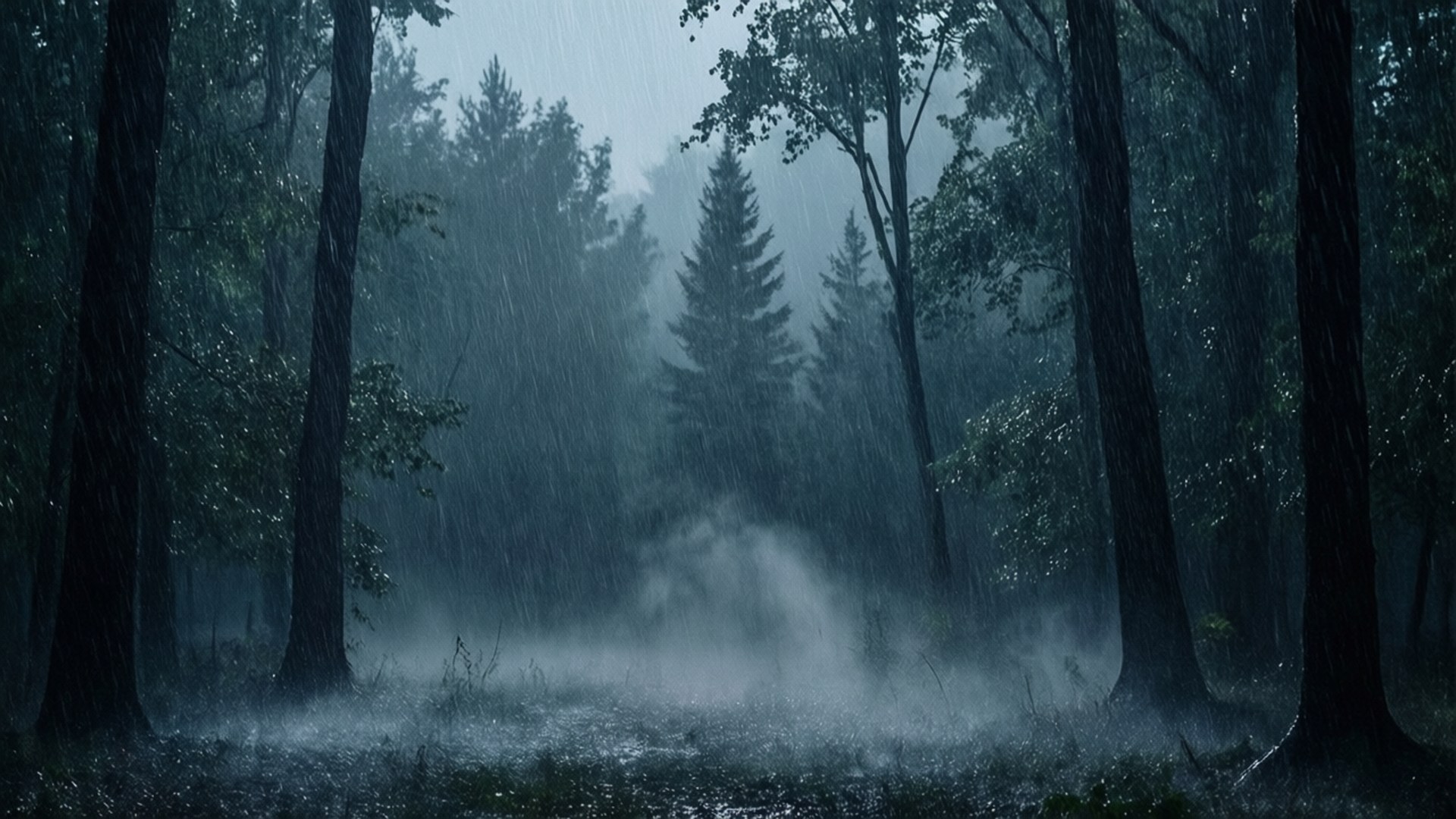 松林暴雨 壁纸