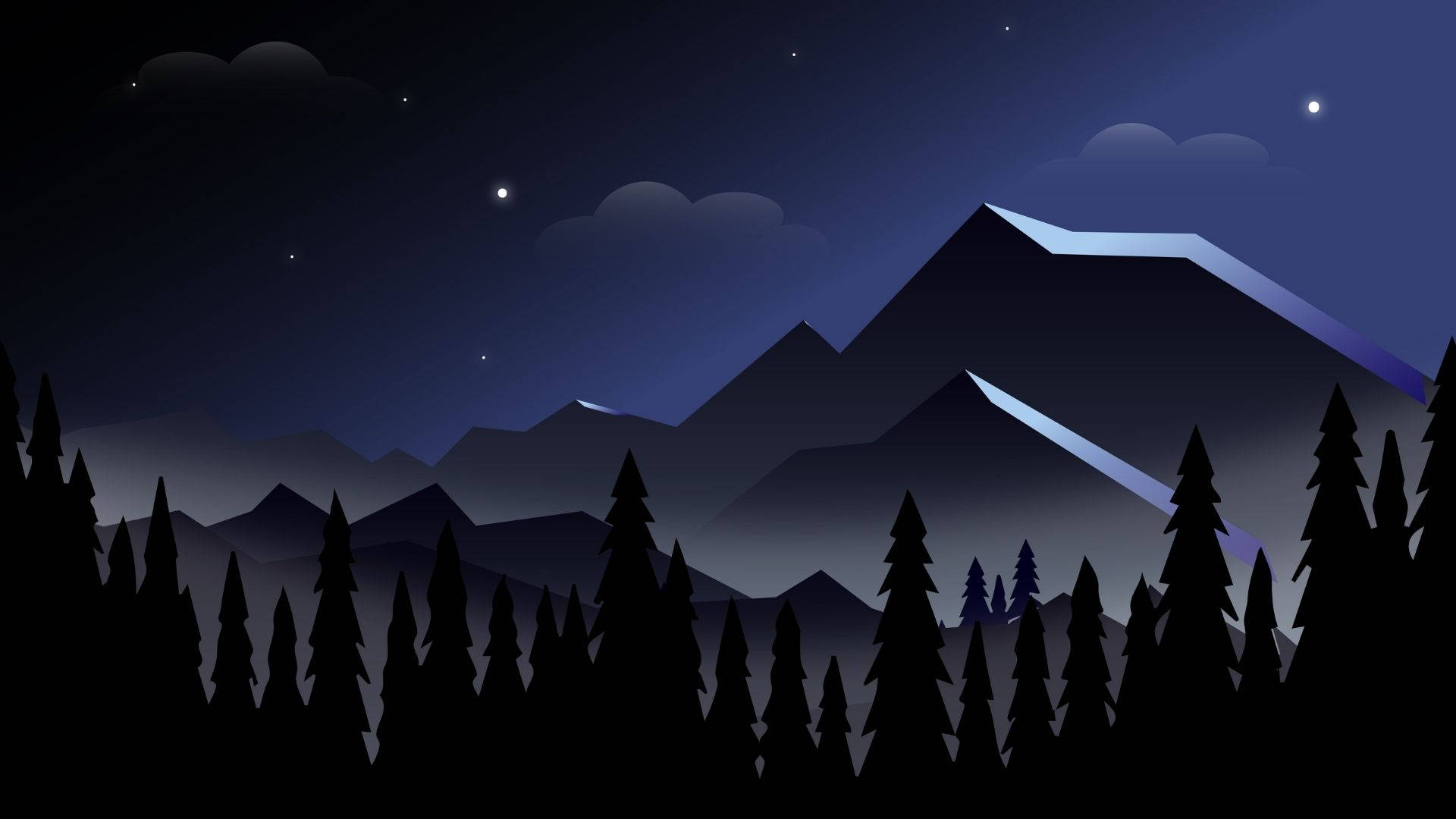极简森林之夜 壁纸