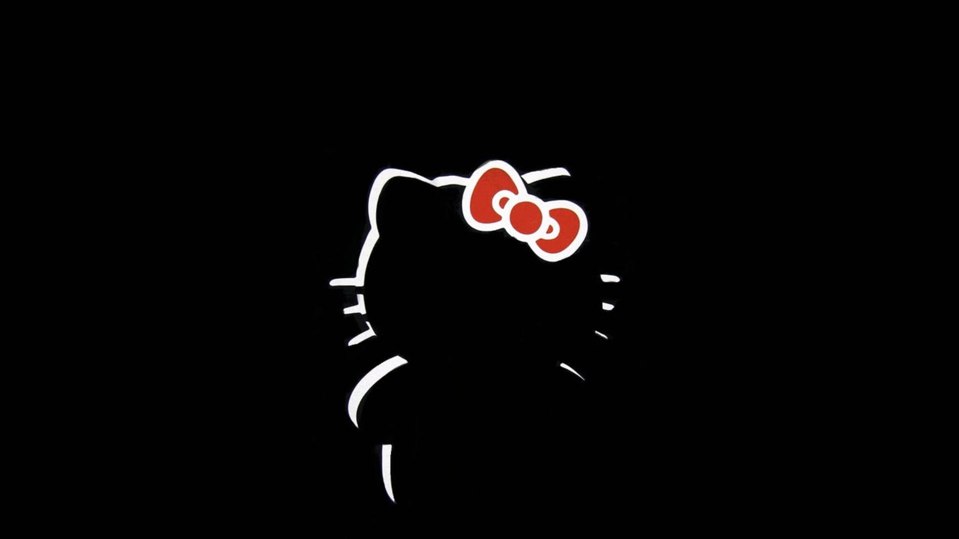 极简黑色凯蒂猫剪影 壁纸
