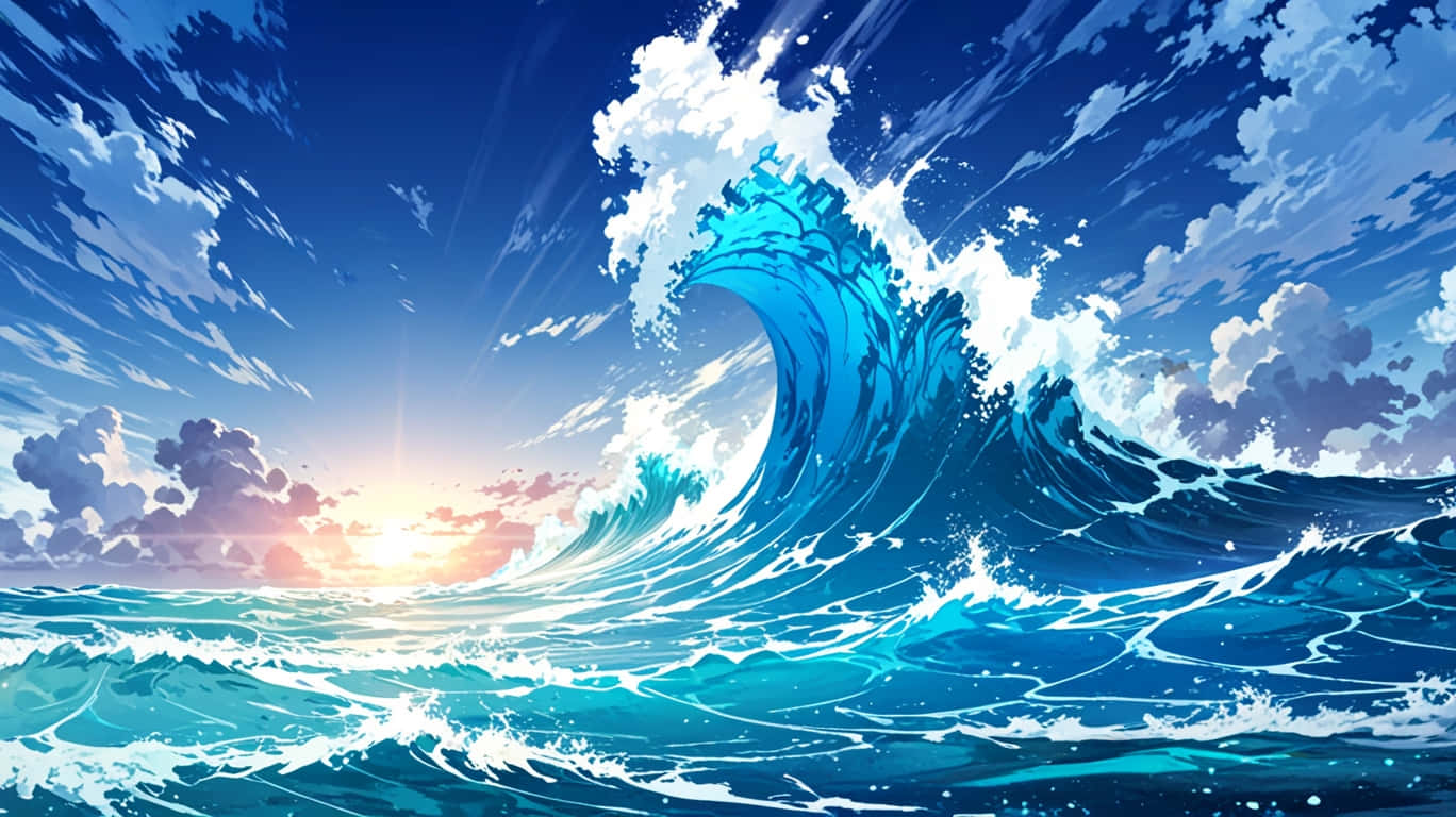 海浪,冲浪,海洋,动漫,海洋美学图片,动画,动物背景