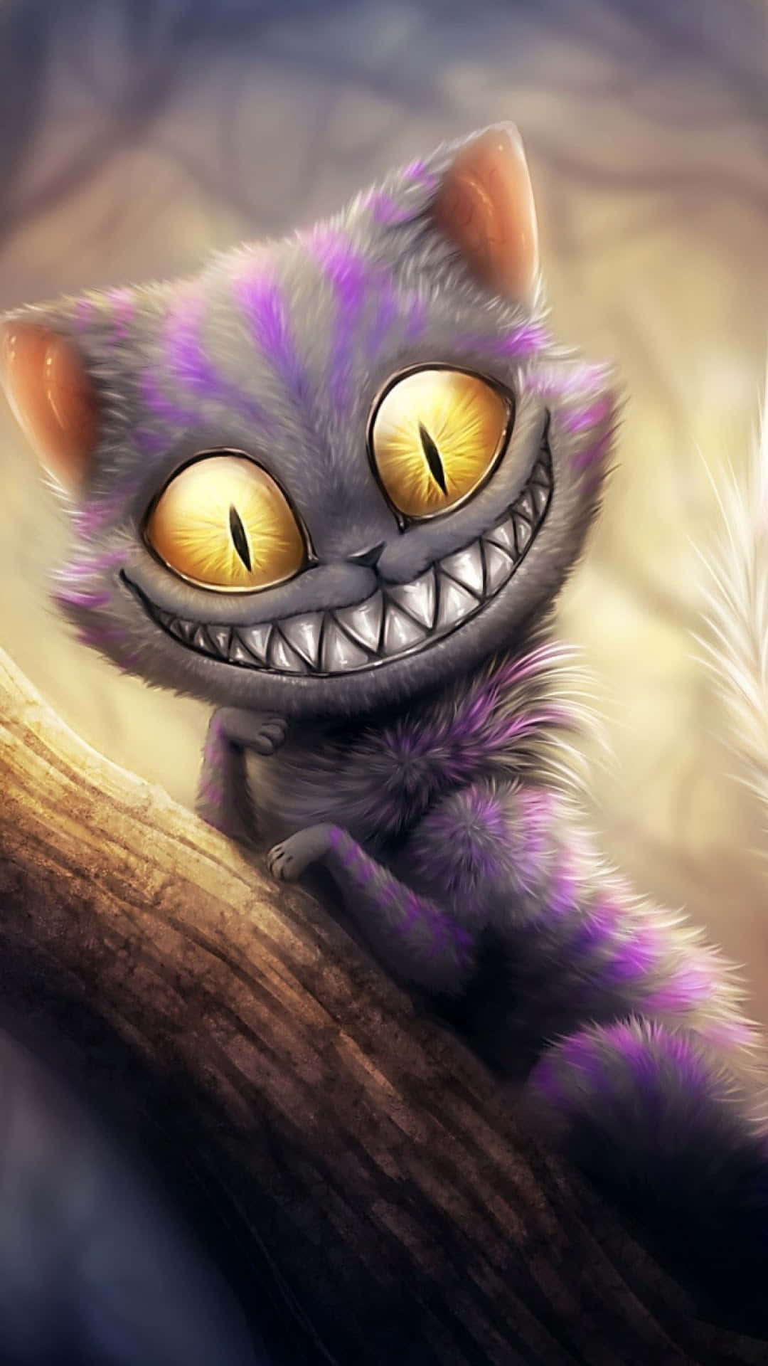 柴郡猫咧嘴笑在仙境中 壁纸