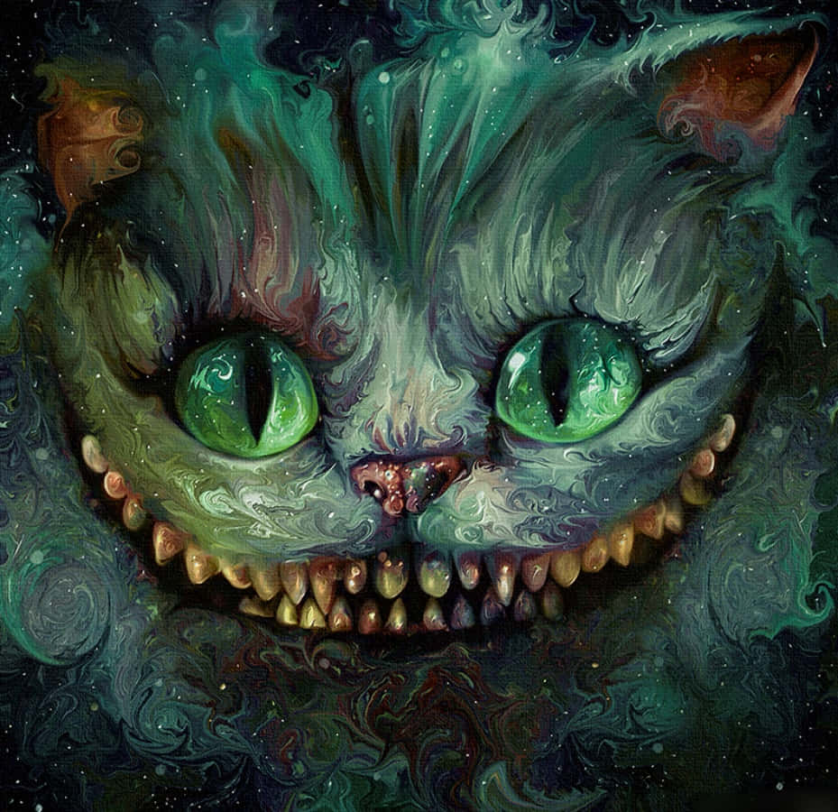 柴郡猫睁大眼睛凝视 壁纸