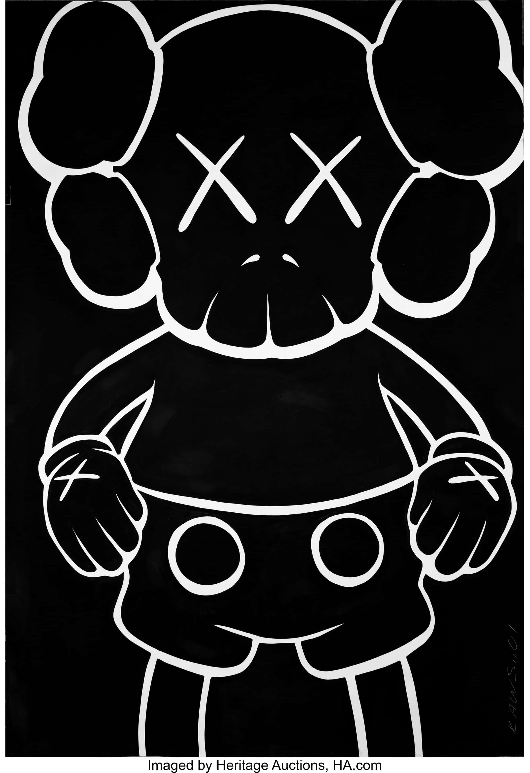 标志性的KAWS Companion角色仰望蓝天 壁纸