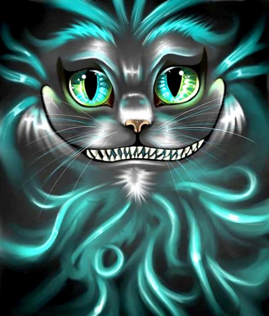 标志性的柴郡猫，从毒蘑菇中探出头来，尽显顽皮本色。 壁纸