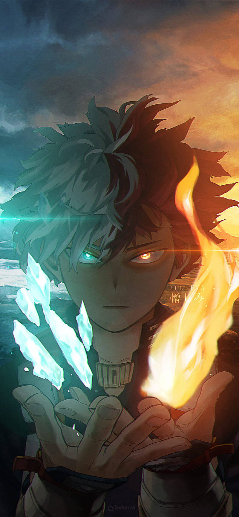 标题：强大力量三重奏：Deku、Todoroki和Bakugou 壁纸