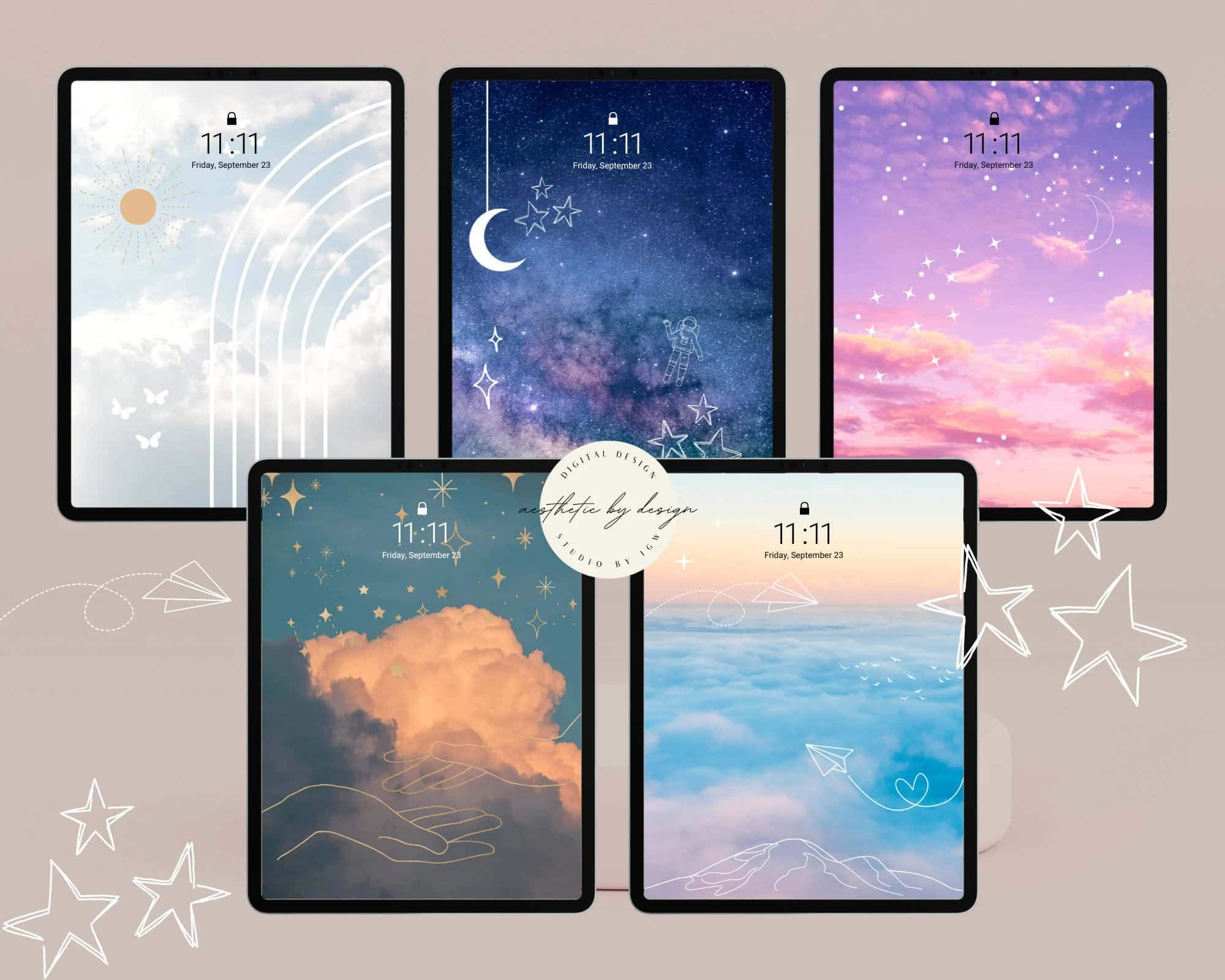 梦幻蓝色渐变中的iPad 壁纸
