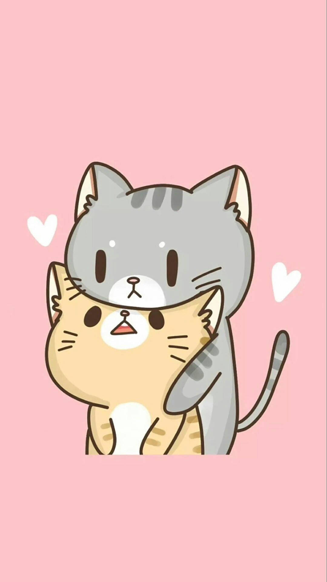 棕色与灰色卡通猫 壁纸
