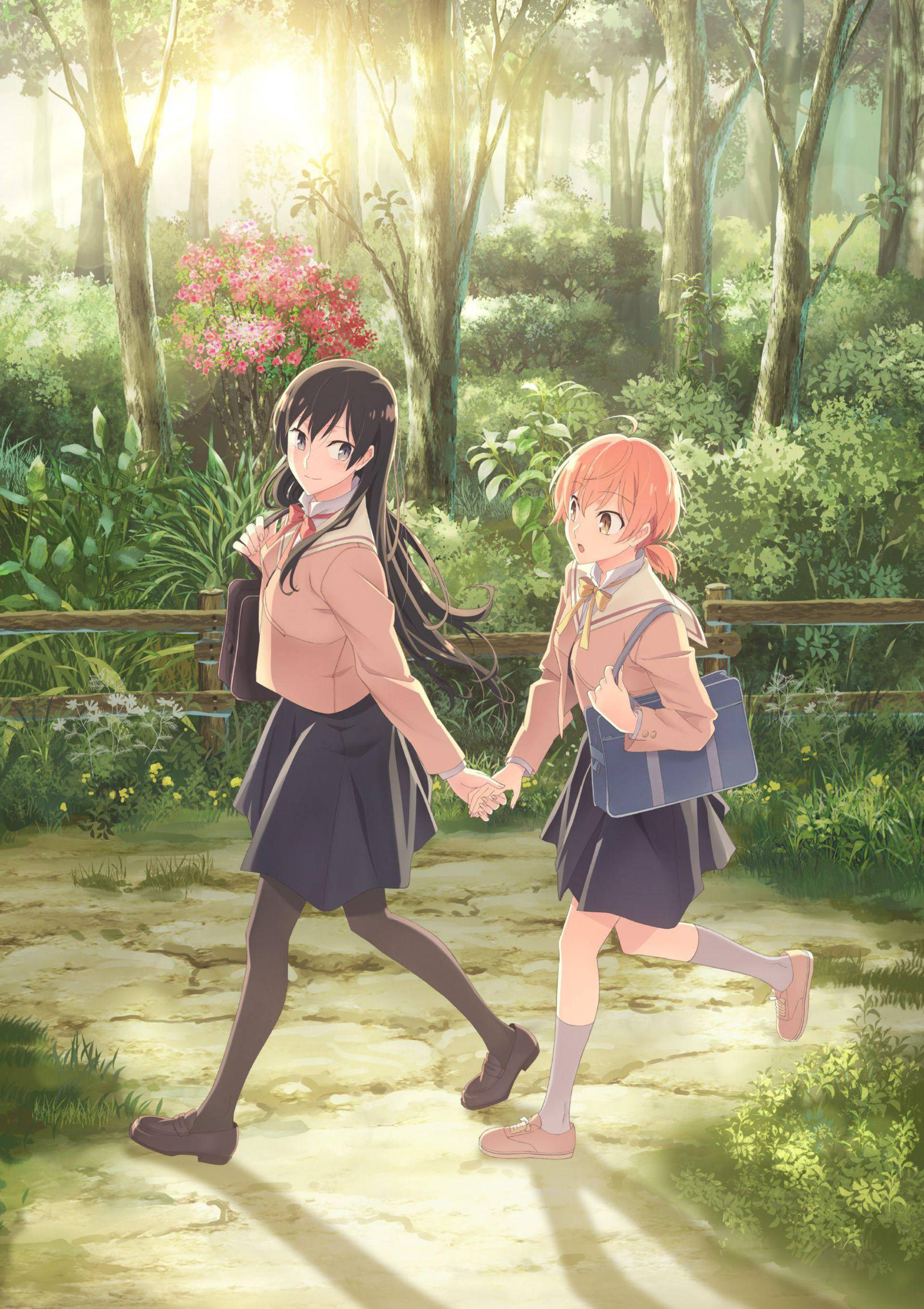 森林中的动漫百合情侣 壁纸