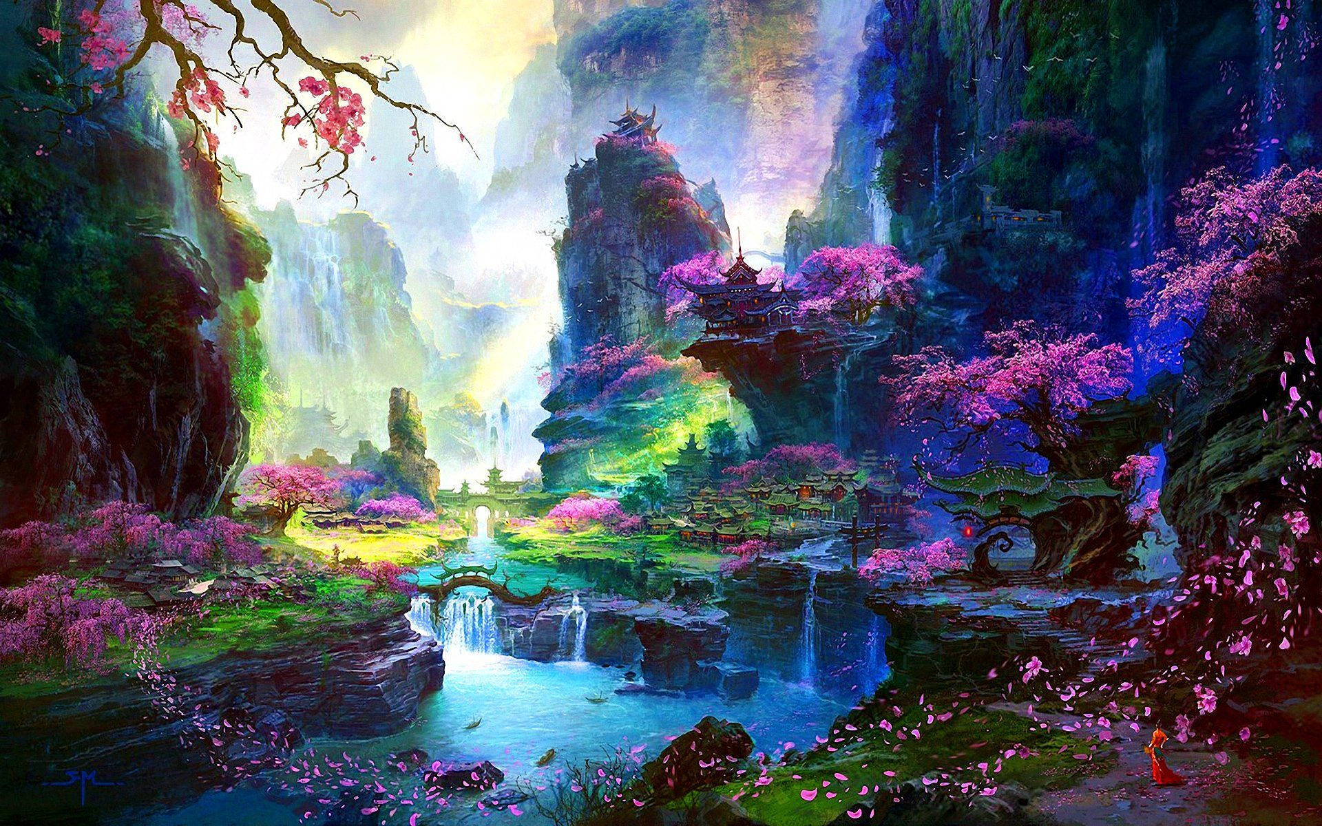 樱花彩绘艺术壁纸