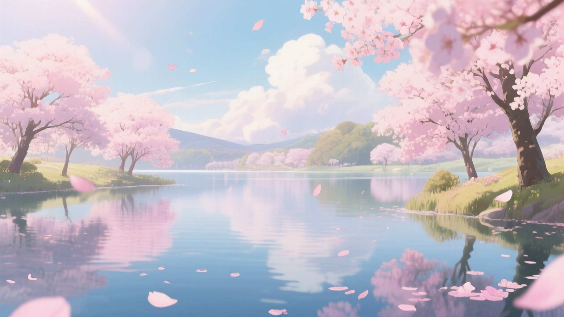 樱花湖 壁纸