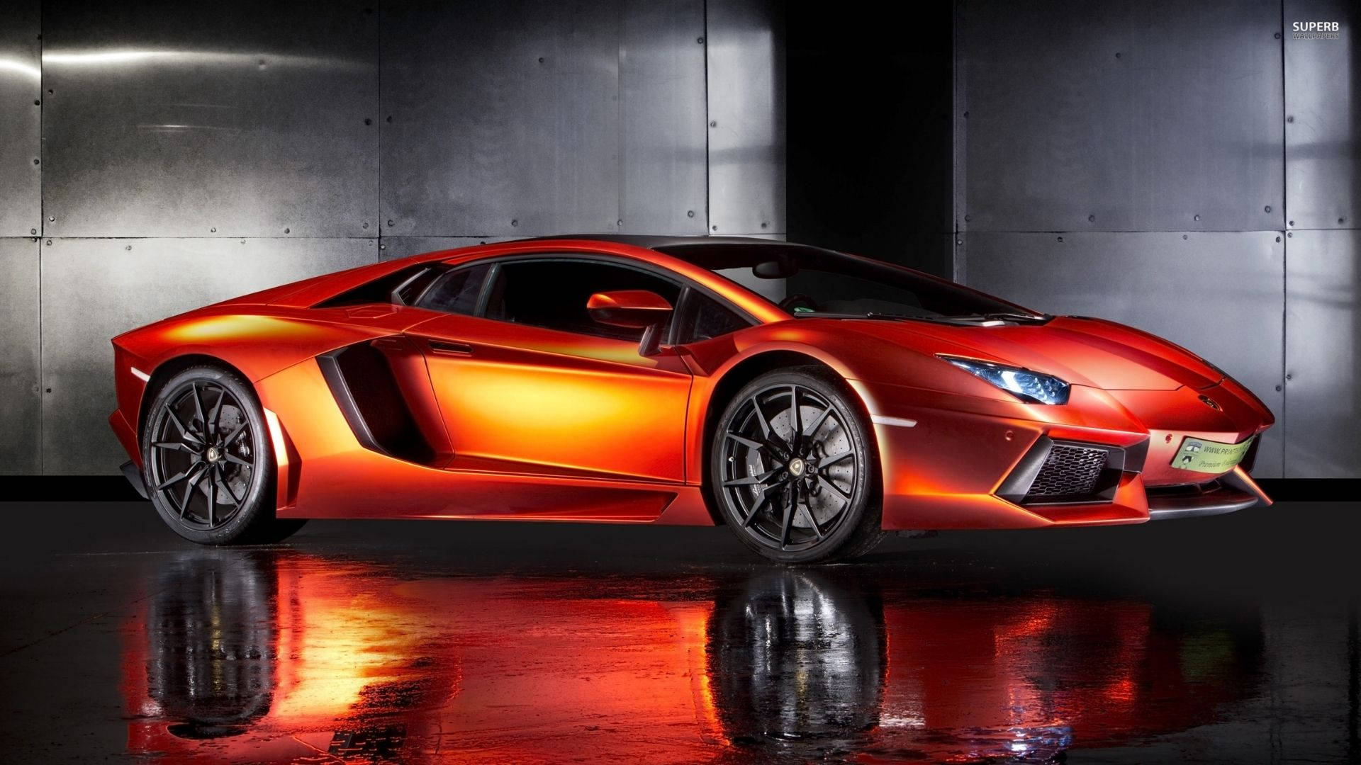 橙色兰博基尼Aventador S Roadster 壁纸