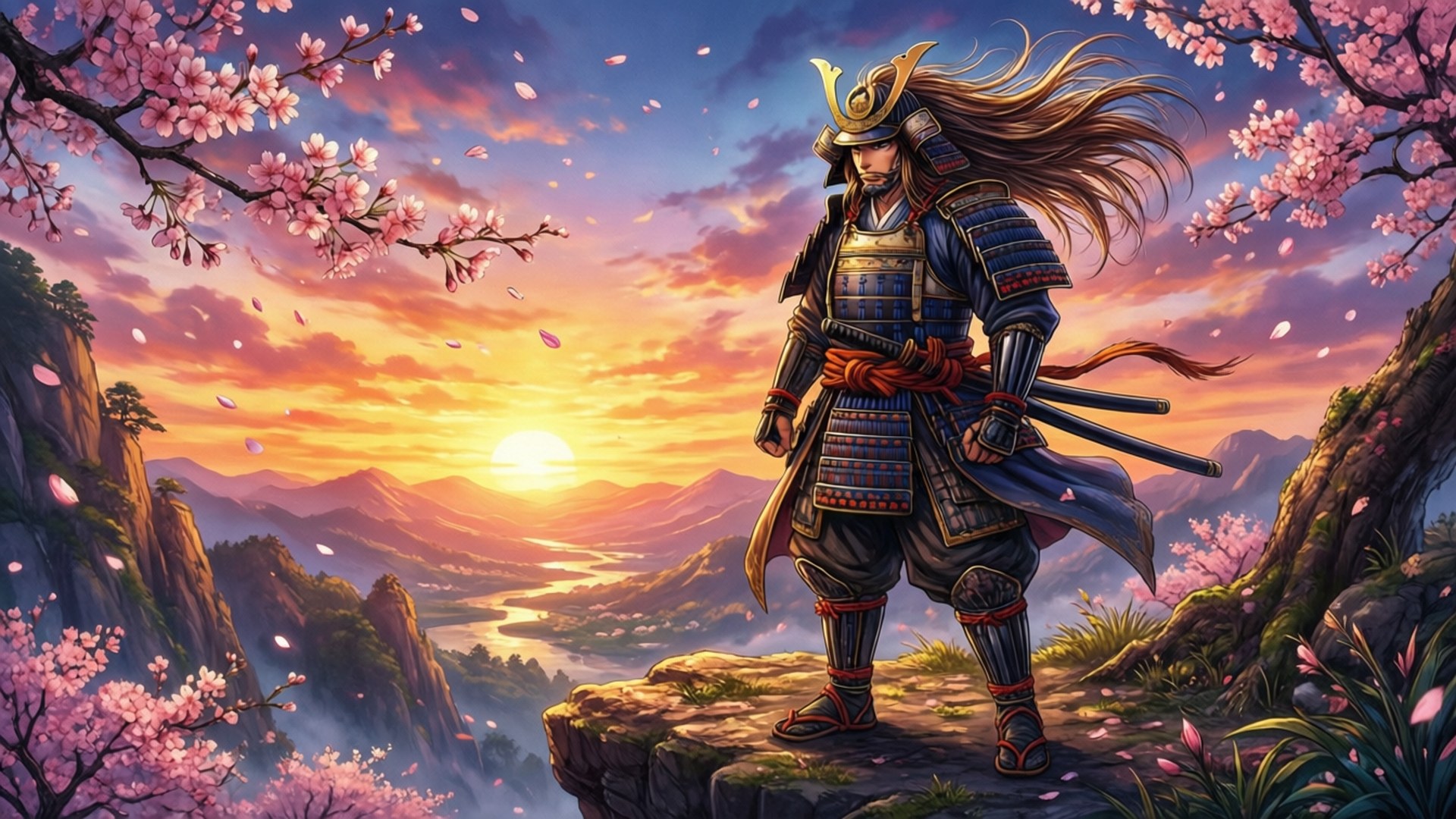 武士夕阳漫画 壁纸