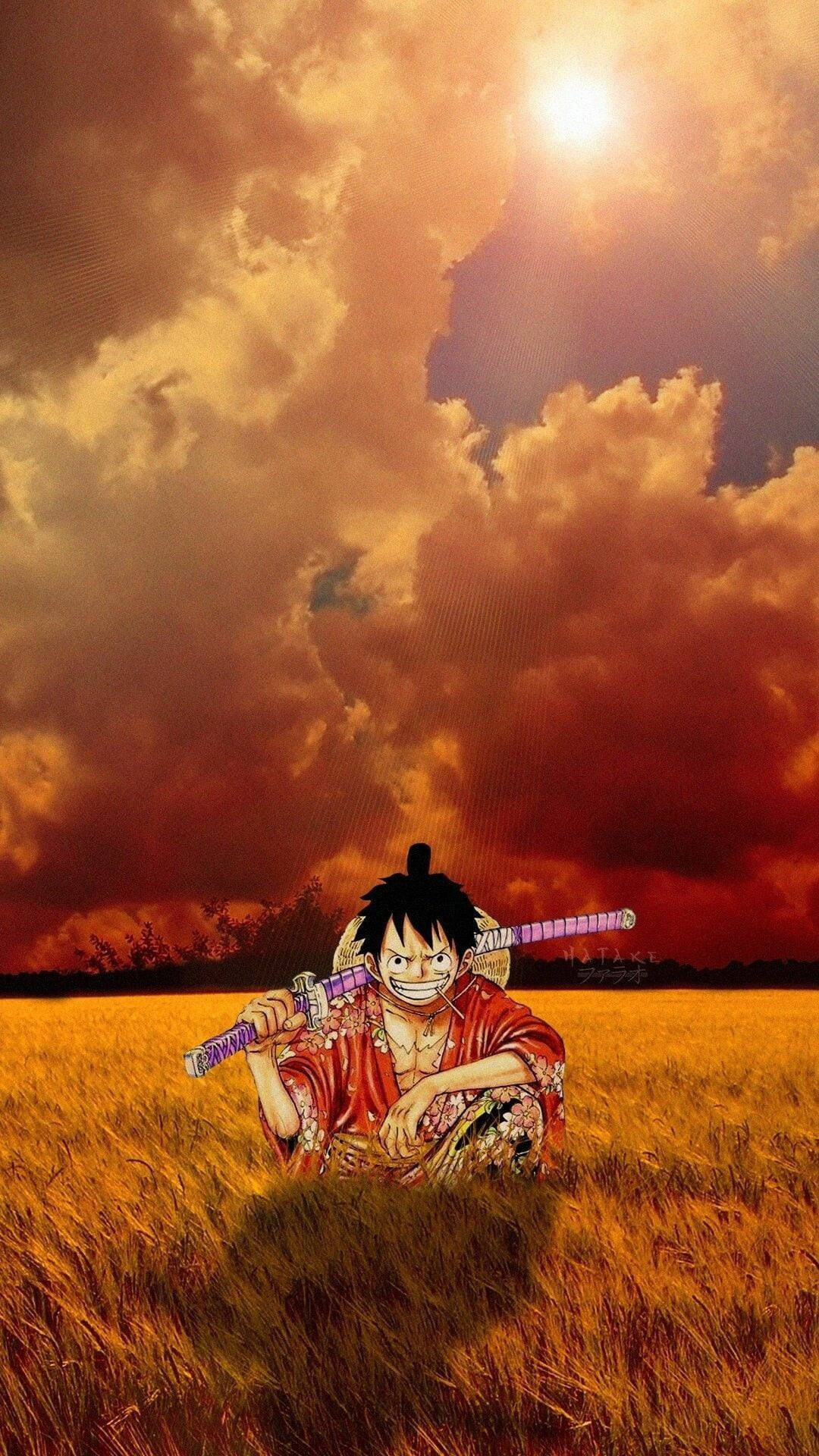 武士草帽路飞微笑 壁纸