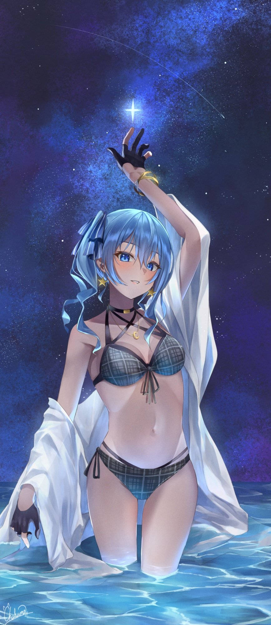 比基尼动漫女孩夜晚 壁纸