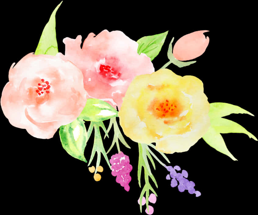 水彩粉黄花卉艺术作品 壁纸