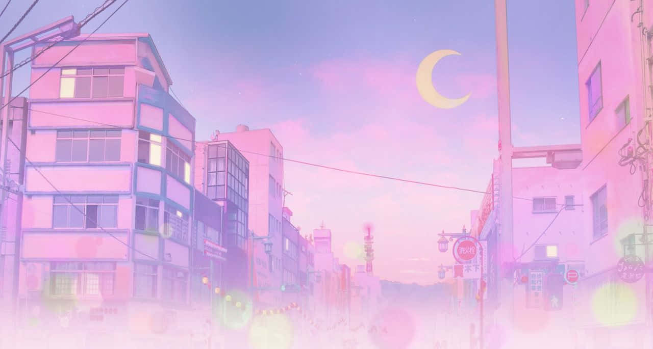 水手月亮粉彩夜景动漫 壁纸