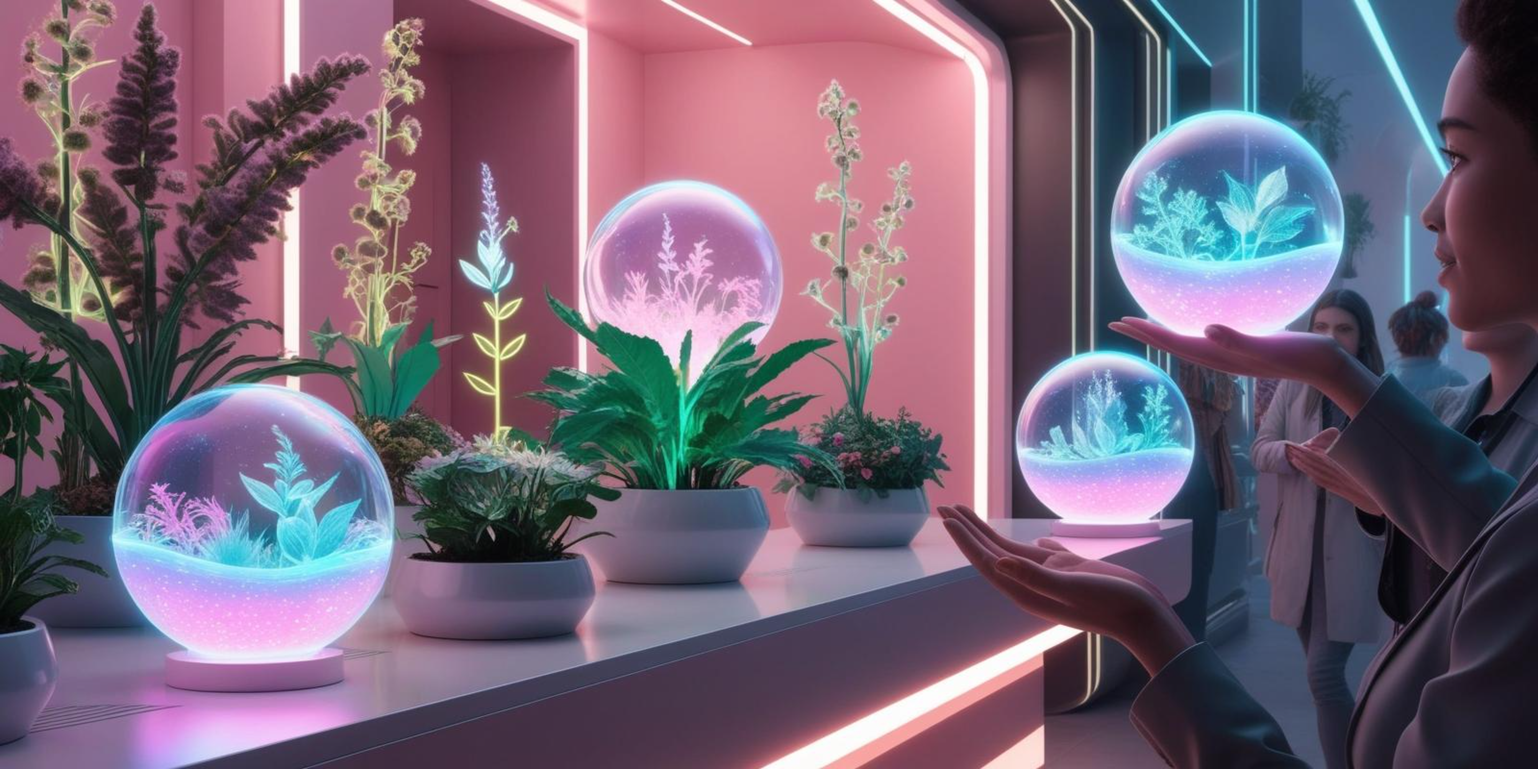 水晶球与热带植物 壁纸