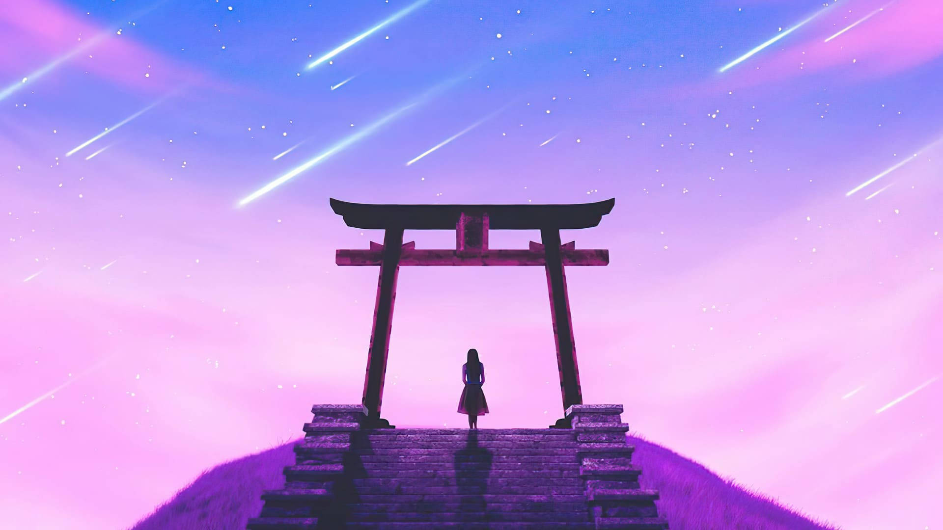 流星雨美学笔记本电脑壁纸