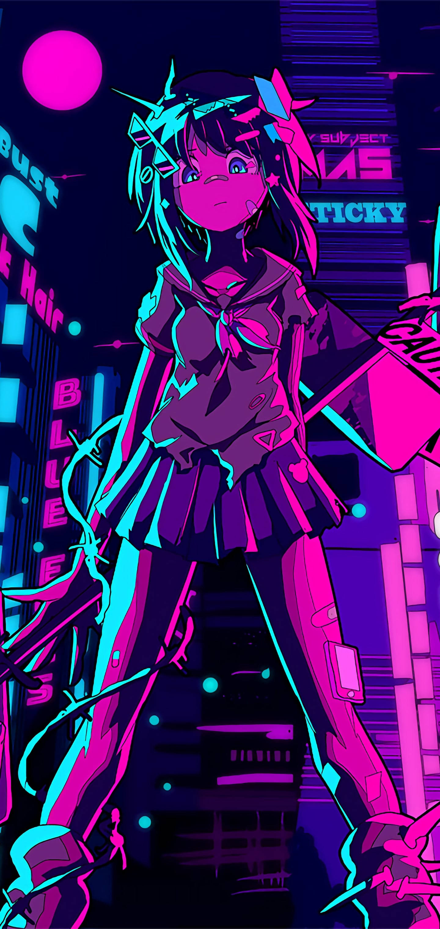 浅紫色唯美动漫少女 壁纸
